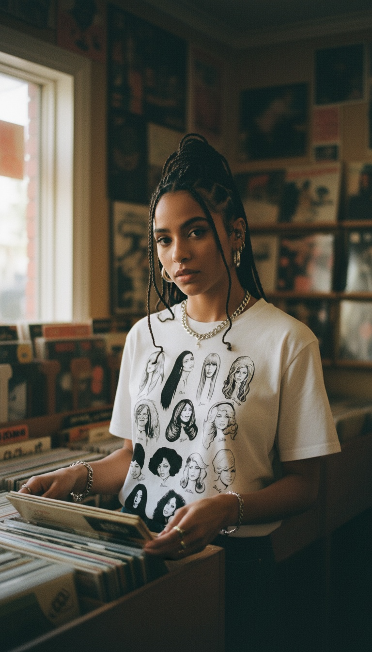 'WOMEN IN MUSIC' Limited Edition Mono Line Art Original Illustration Printed Unisex organic cotton t-shirt