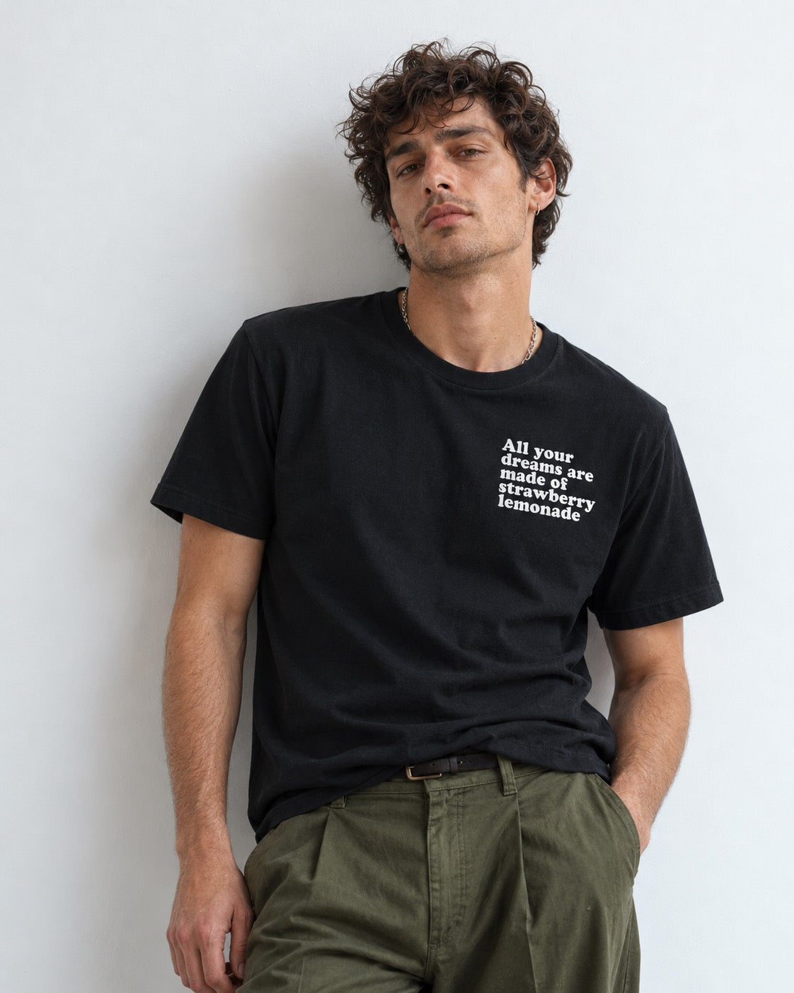 Men's 'ALL YOUR DREAMS ARE MADE OF STRAWBERRY LEMONADE' left chest embroidered premium organic classic fit 'Creator' t-shirt