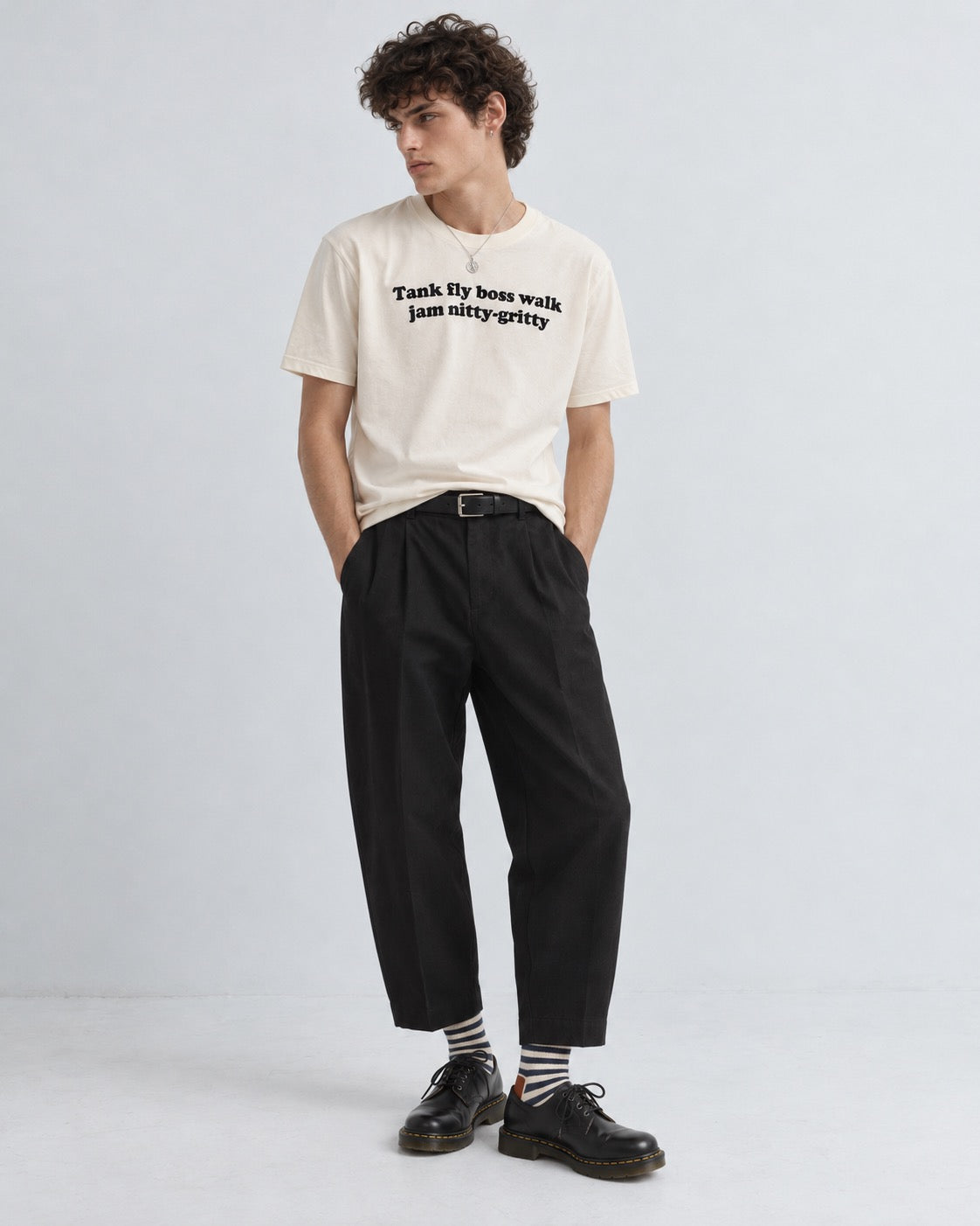 Men's 'TANK FLY BOSS WALK JAM NITTY-GRITTY' embroidered organic cotton 'Creator' t-shirt - inspired by Beats International