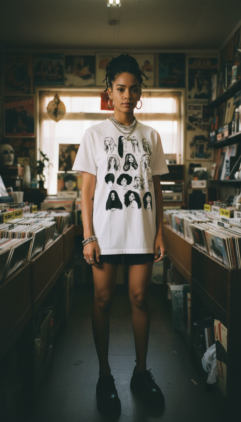 'WOMEN IN MUSIC' Limited Edition Mono Line Art Original Illustration Printed Unisex organic cotton t-shirt