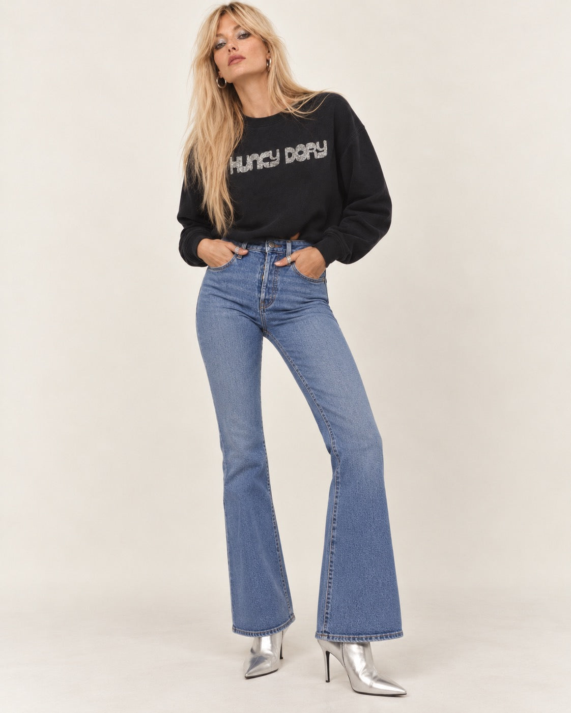 'HUNKY DORY' embroidered organic women's dropped shoulder 'alma' sweatshirt