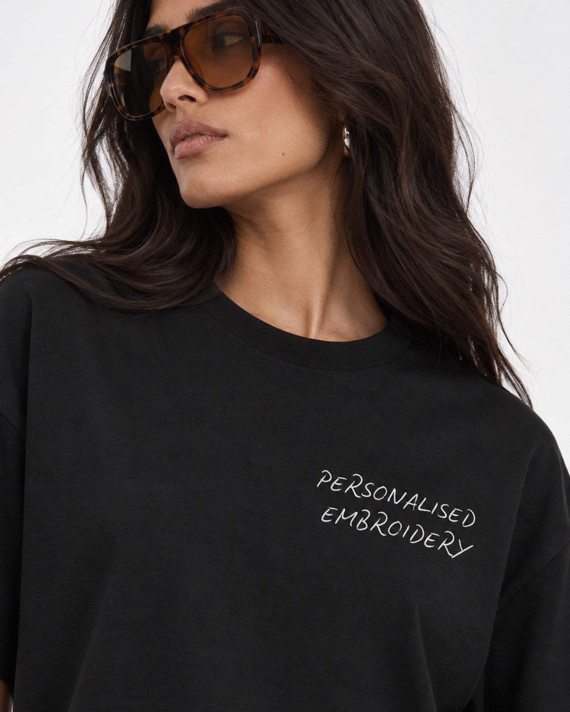 NEW Women's Personalised Lyric Left Chest Embroidered premium organic relaxed fit 'Hazener' t-shirt
