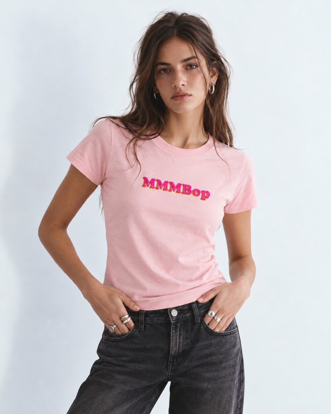 'MMMBop' embroidered premium organic iconic women's 'Muser' t-shirt