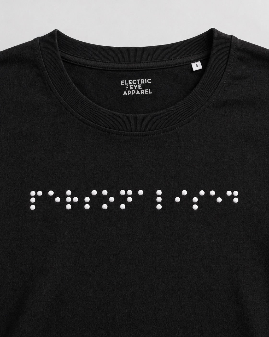 Personalised Braille Lyric Centre Chest Embroidered premium organic unisex 'Creator 2.0' t-shirt - convert lyrics to braille, choose your own thread colour