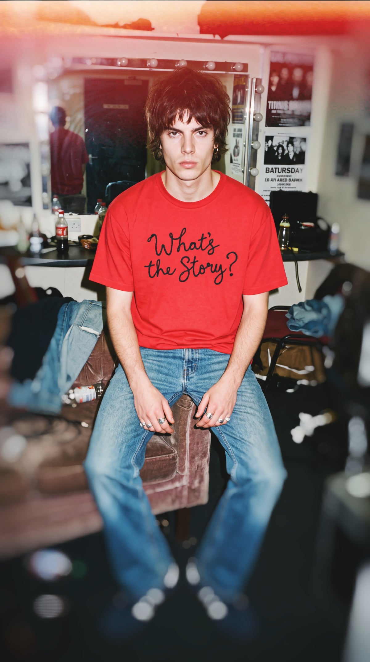 'What's the Story?' embroidered premium organic men's 'Rocker' t-shirt - sizes XXS-5XL