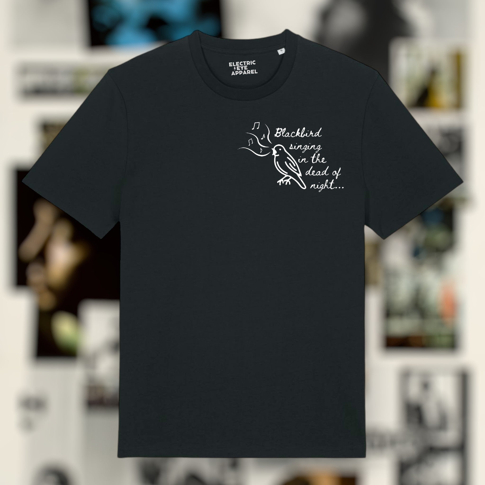 'BLACKBIRD SINGING' embroidered premium organic iconic men's t-shirt - inspired by The Beatles