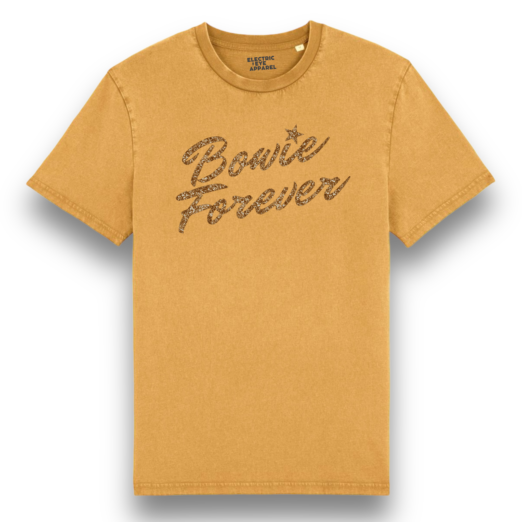Limited Edition 'BOWIE FOREVER' glitter embroidered premium organic unisex vintage aged t-shirt - inspired by David Bowie