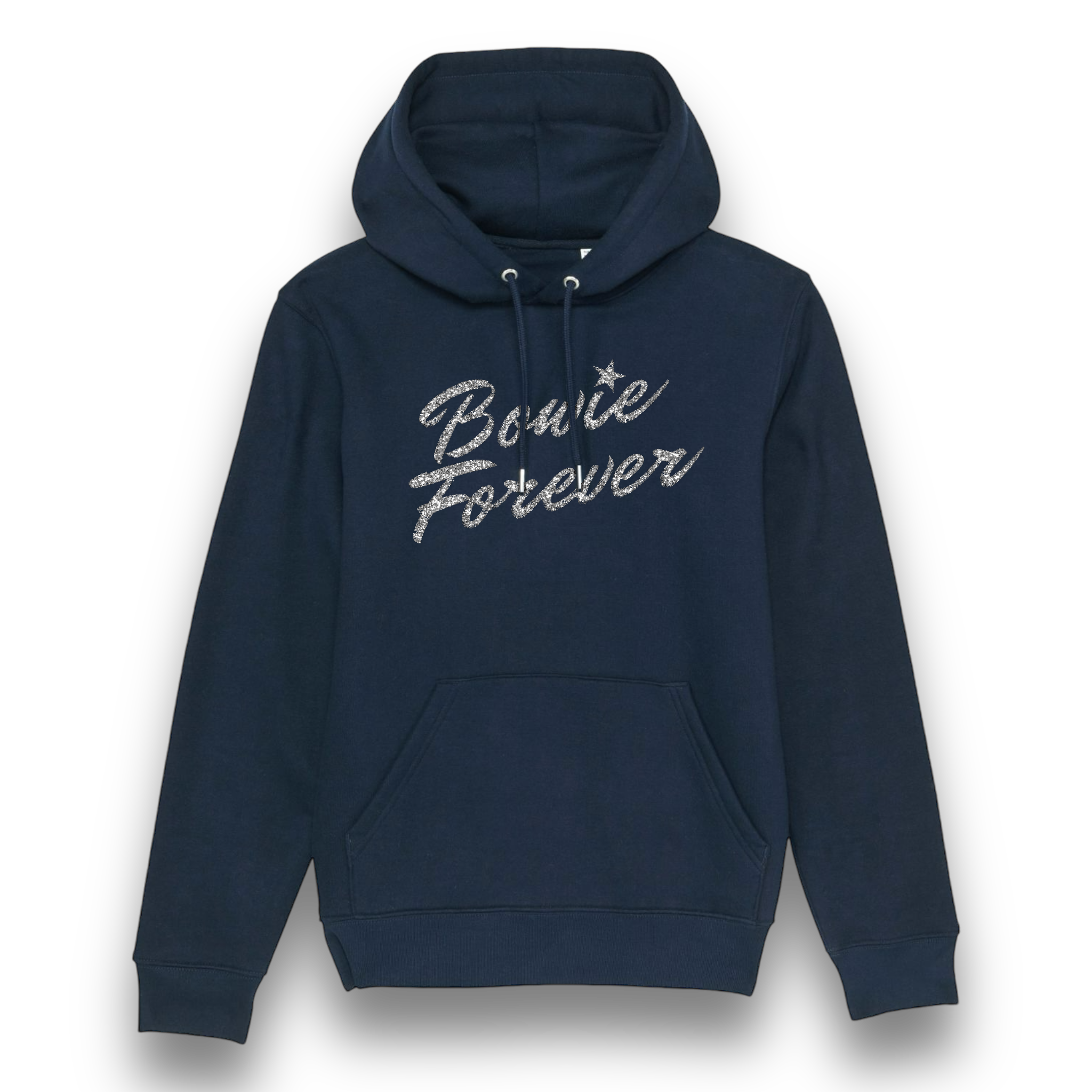 Limited Edition 'BOWIE FOREVER' glitter embroidered organic cotton unisex 'cruiser' hoodie