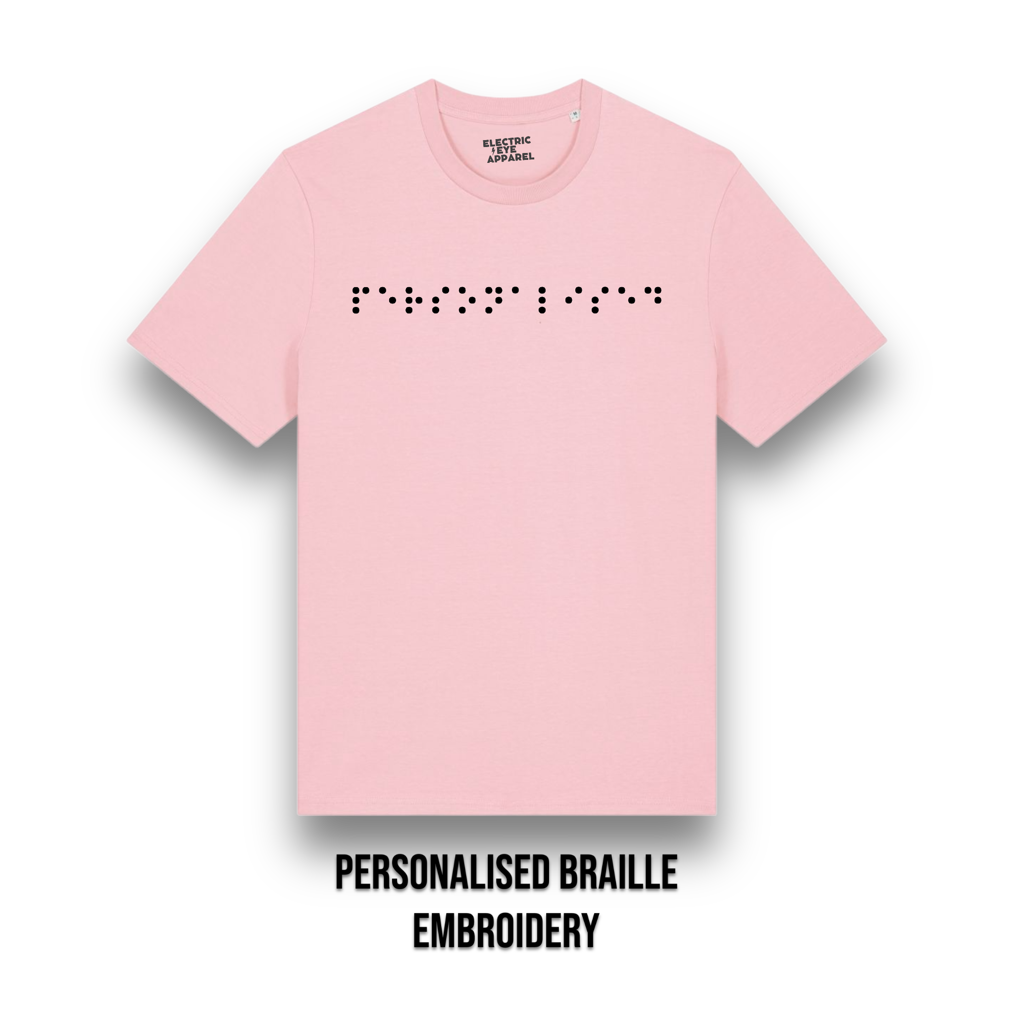 Personalised Braille Lyric Centre Chest Embroidered premium organic unisex 'Creator 2.0' t-shirt - convert lyrics to braille, choose your own thread colour