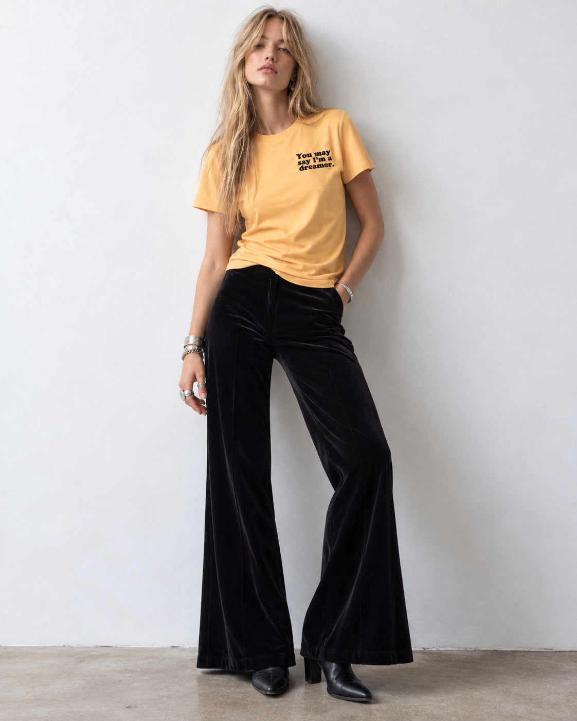 Women's 'YOU MAY SAY I'M A DREAMER' left chest embroidered premium organic medium fit 'Muser' t-shirt