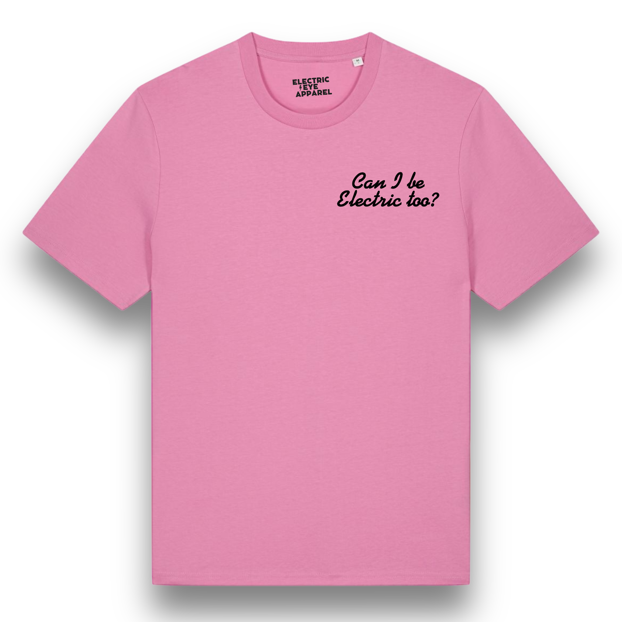 'CAN I BE ELECTRIC TOO?' left chest embroidered premium organic unisex medium fit 'creator' t-shirt - inspired by Oasis