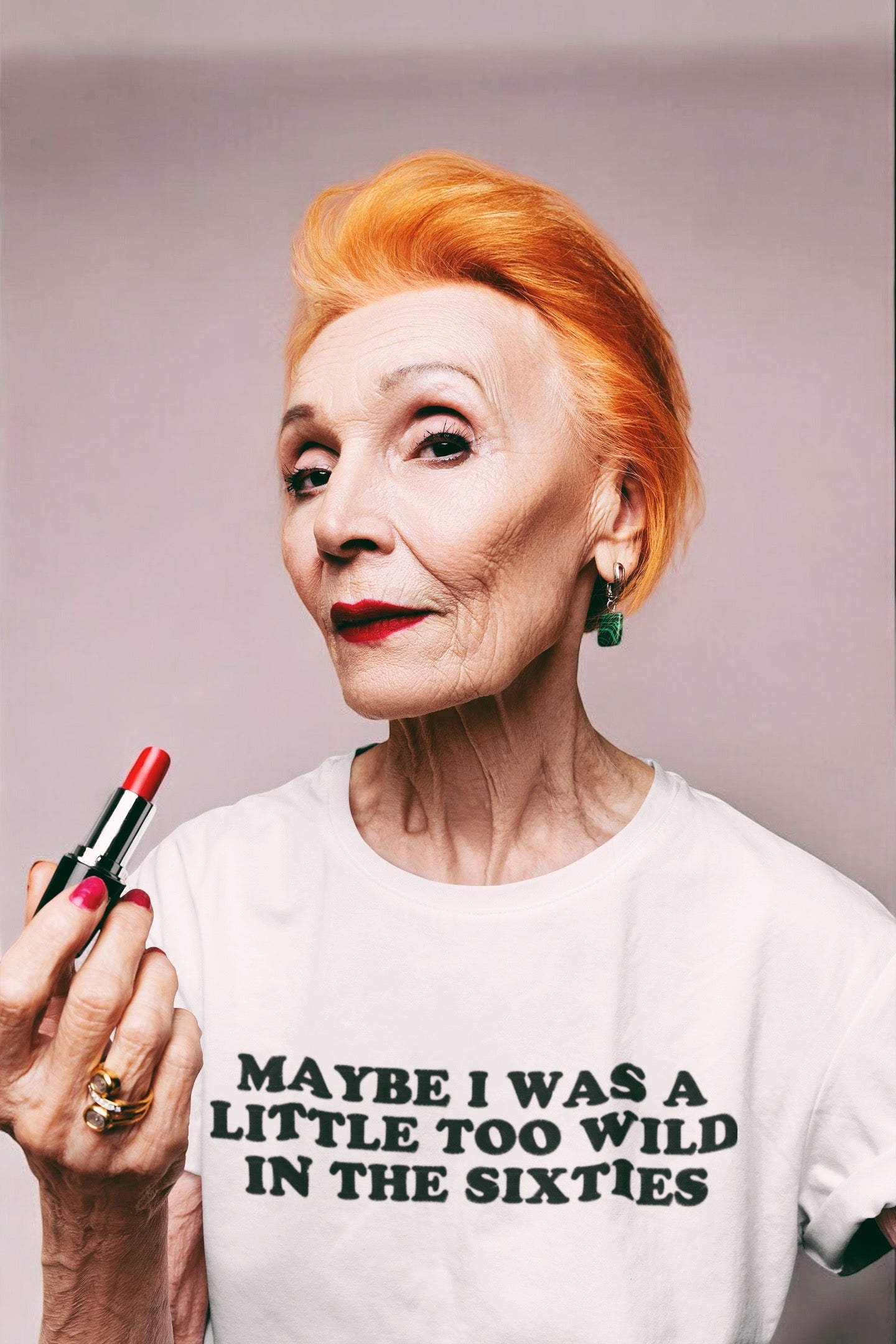 'MAYBE I WAS A LITTLE TOO WILD IN THE SIXTIES' embroidered premium organic iconic women's 'Muser' t-shirt