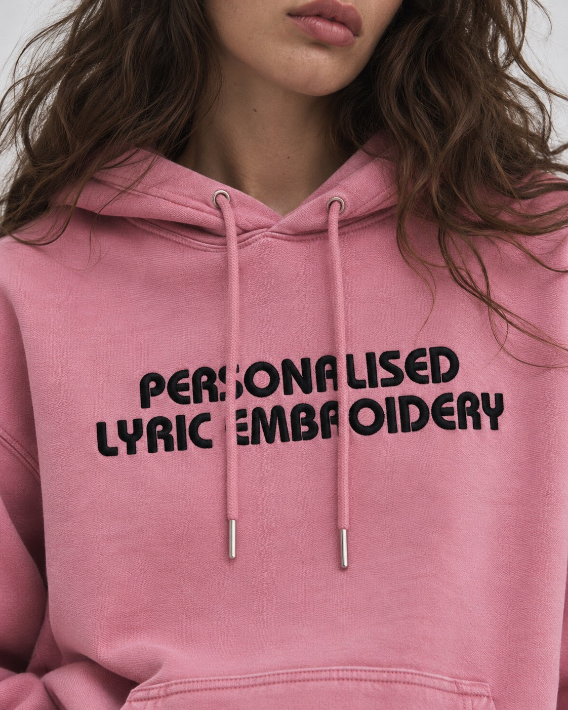 Women's Personalised Lyric Centre Chest Embroidered premium organic vintage aged 'Archer' hoodie