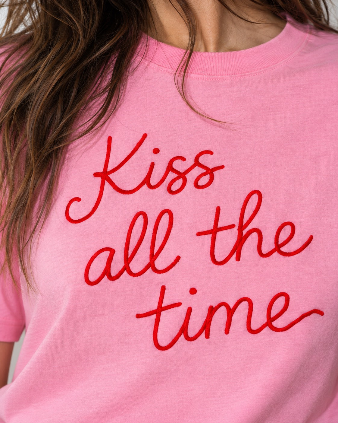 Women's 'KISS ALL THE TIME' embroidered premium organic classic fit 'Muser' t-shirt