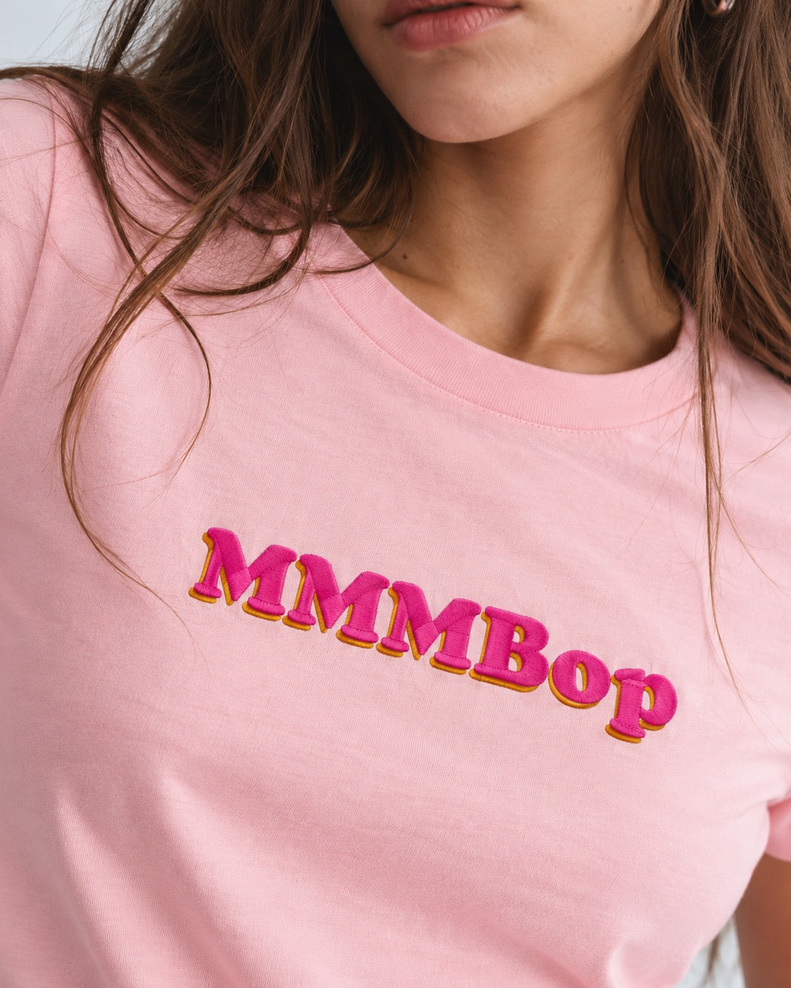 'MMMBop' embroidered premium organic iconic women's 'Muser' t-shirt