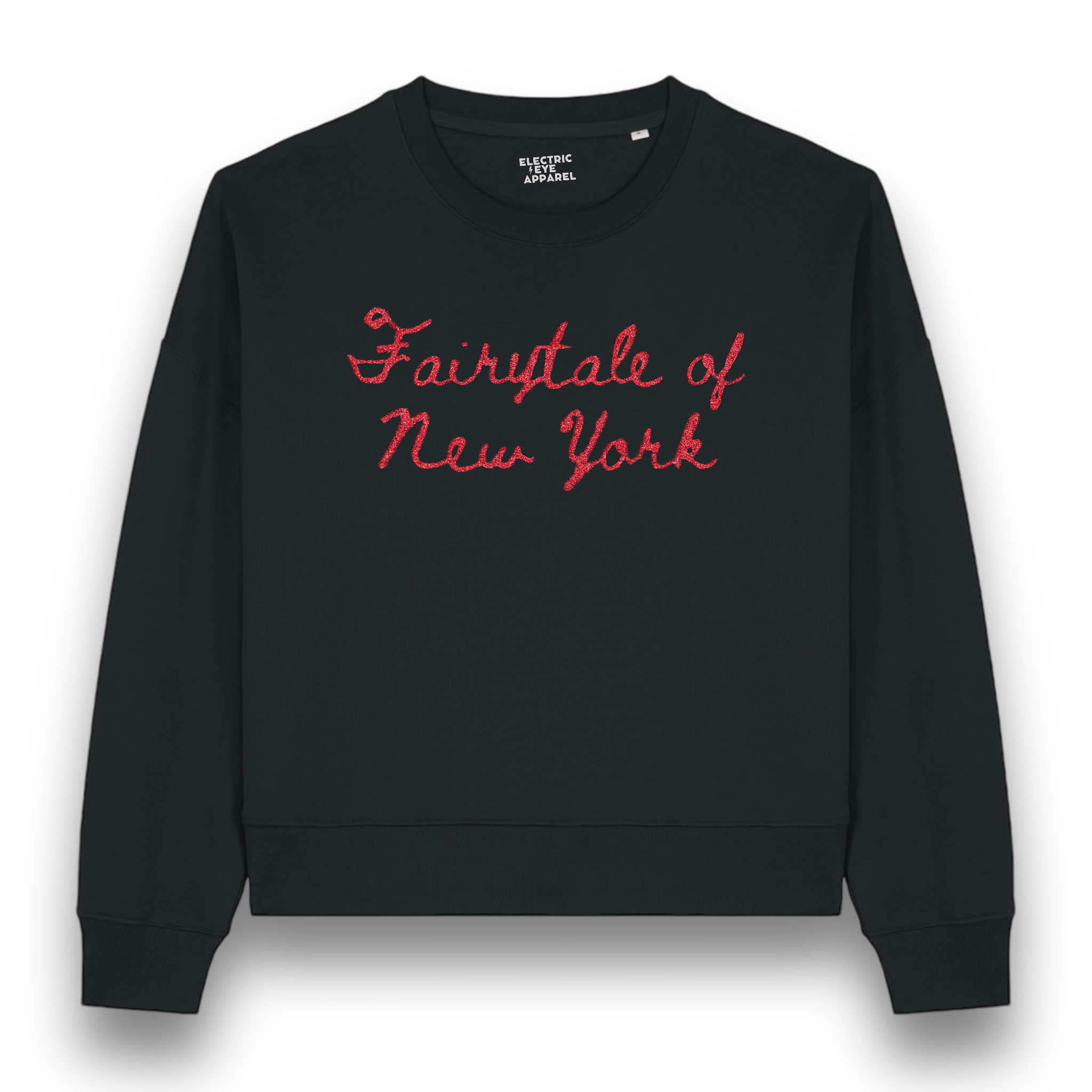 Limited Edition 'FAIRYTALE OF NEW YORK' glitter embroidered organic women's dropped shoulder 'alma' sweatshirt