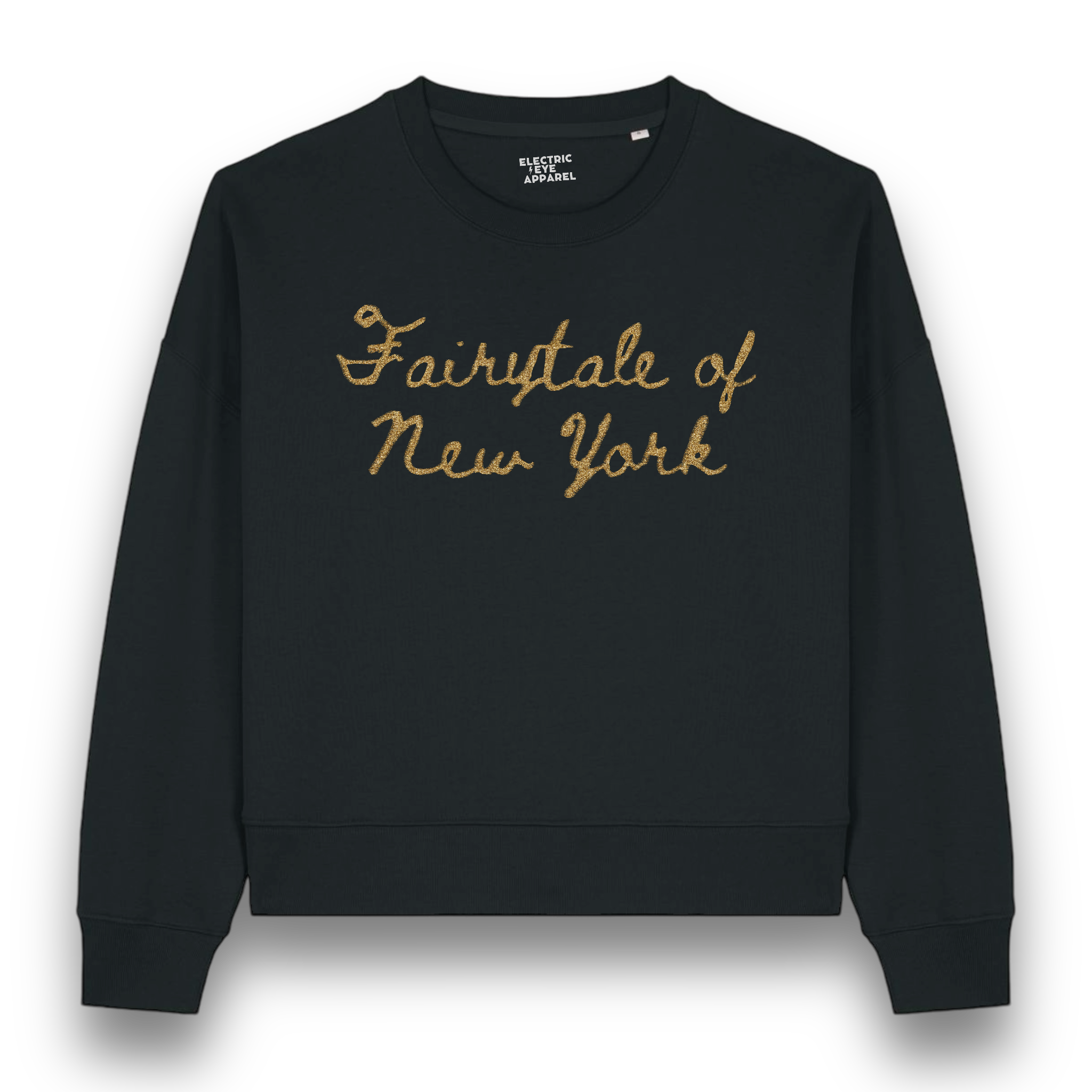 Limited Edition 'FAIRYTALE OF NEW YORK' glitter embroidered organic women's dropped shoulder 'alma' sweatshirt