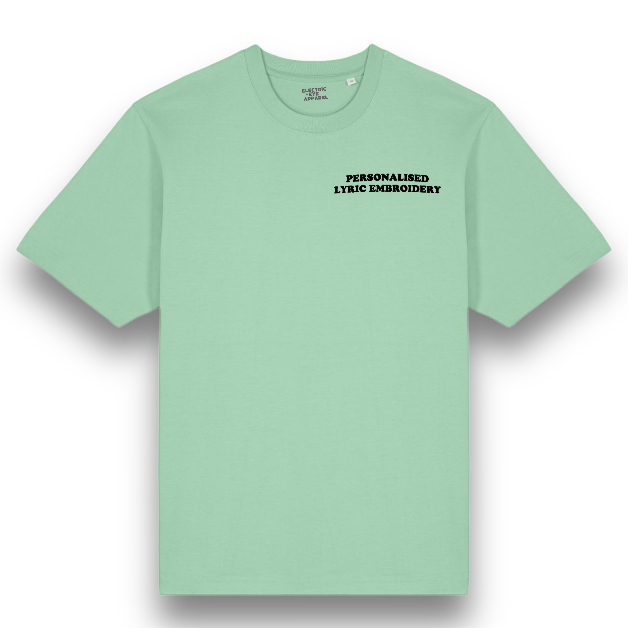 Personalised Lyric Left Chest Embroidered premium organic iconic unisex relaxed heavy 'Freestyler' t-shirt - choose your own lyrics, font and thread colour