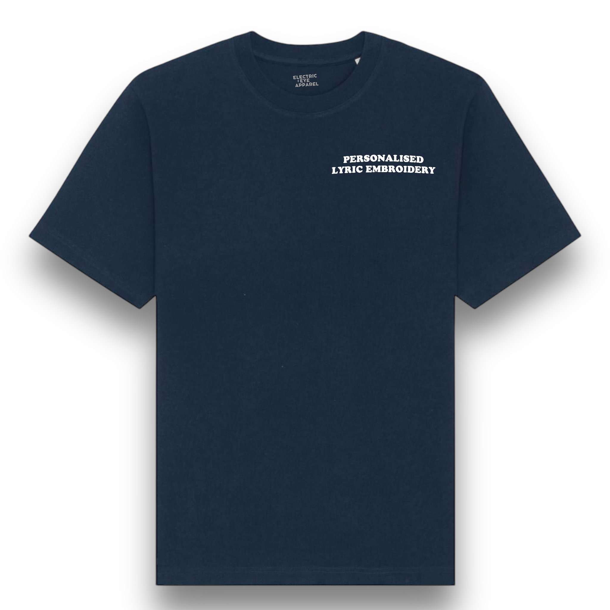 Personalised Lyric Left Chest Embroidered premium organic iconic unisex relaxed heavy 'Freestyler' t-shirt - choose your own lyrics, font and thread colour