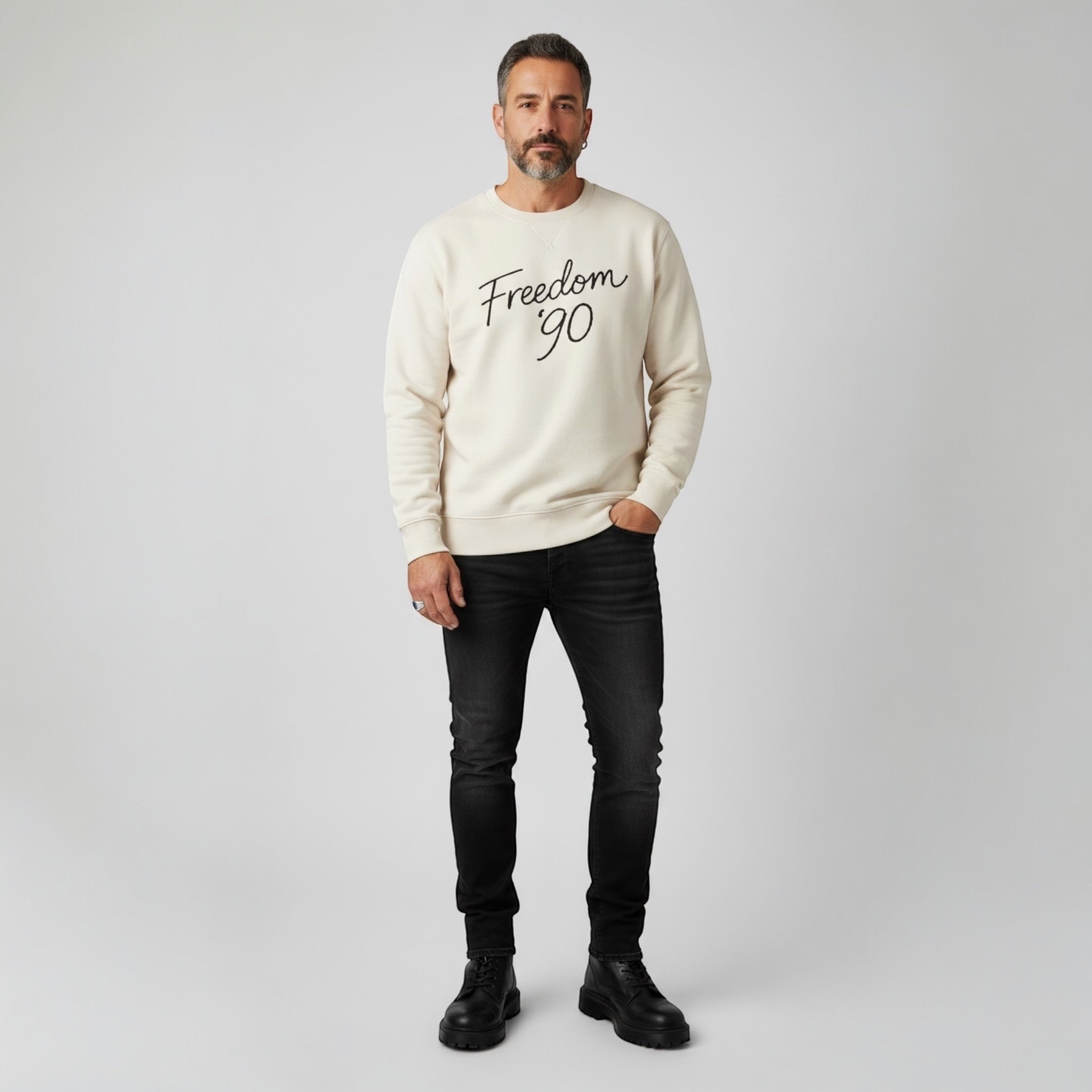 Men's 'Freedom '90' embroidered organic cotton 'Thinker' sweatshirt