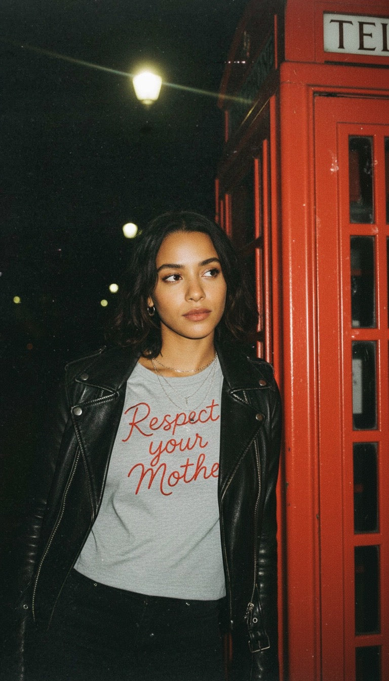 'RESPECT YOUR MOTHER' hand-embroidered style premium organic women's classic fit 'Muser' t-shirt - sizes XS-5XL