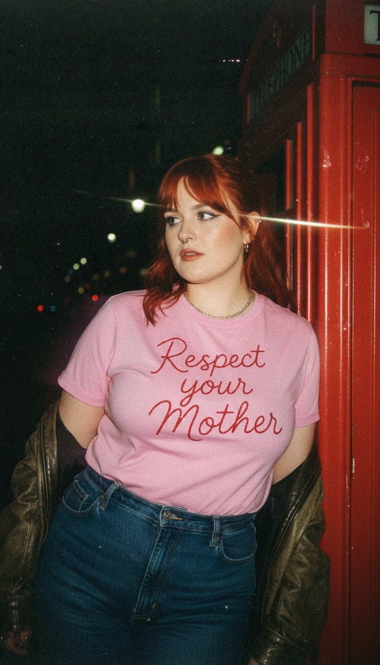 'RESPECT YOUR MOTHER' hand-embroidered style premium organic women's classic fit 'Muser' t-shirt - sizes XS-5XL