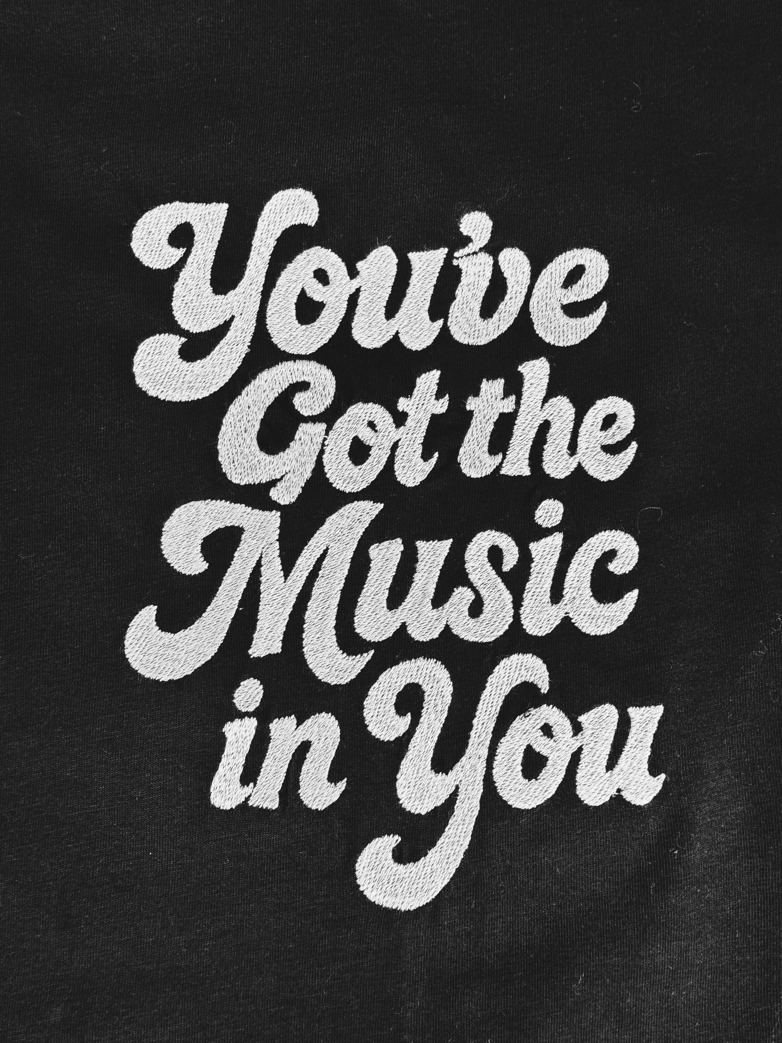 'You've Got The Music In You' 70s typography embroidered premium organic iconic women's sleeveless 'Mia' tank vest top - inspired by Lana Del Rey