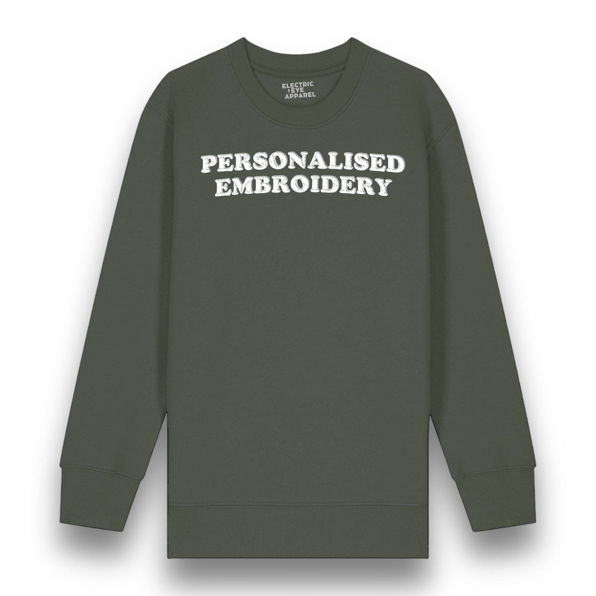 Personalised Lyric Centre Chest Embroidered premium organic iconic kids classic 'Mini Changer' sweatshirt - choose your own lyrics, font and thread colour