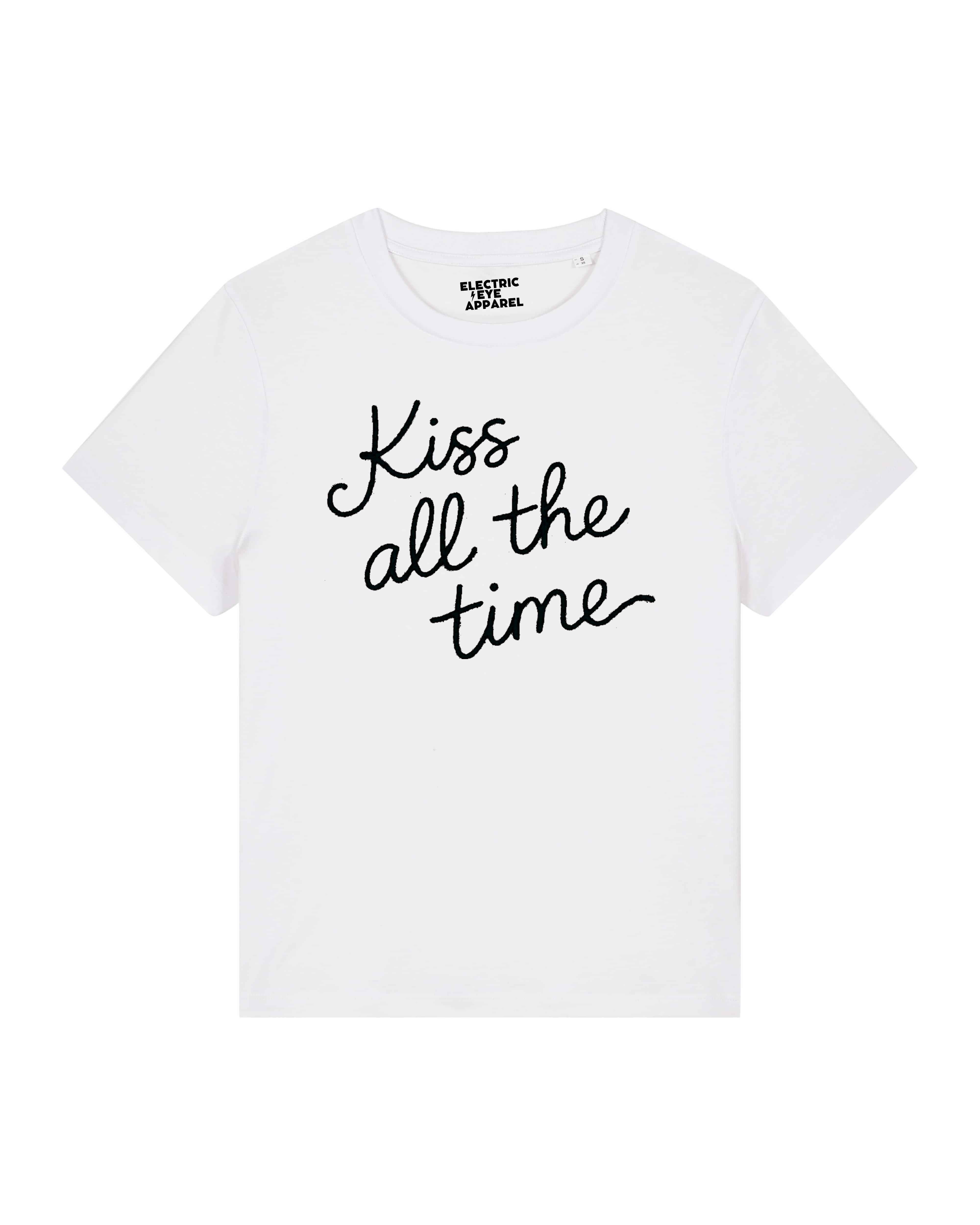 'KISS ALL THE TIME' embroidered premium organic women's classic fit 'Muser' t-shirt