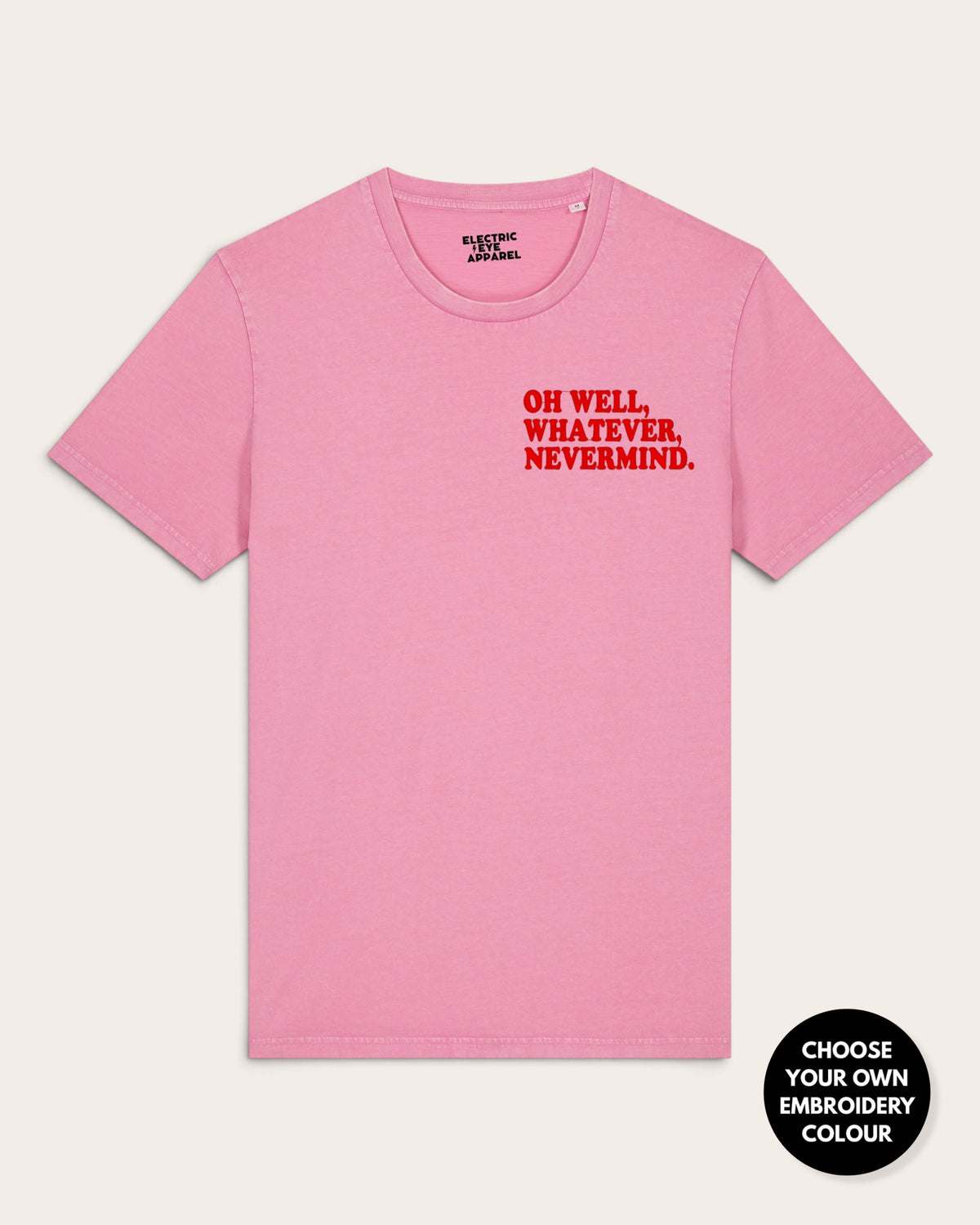 Men's 'OH WELL, WHATEVER, NEVERMIND.' embroidered premium organic vintage aged t-shirt - inspired by Nirvana