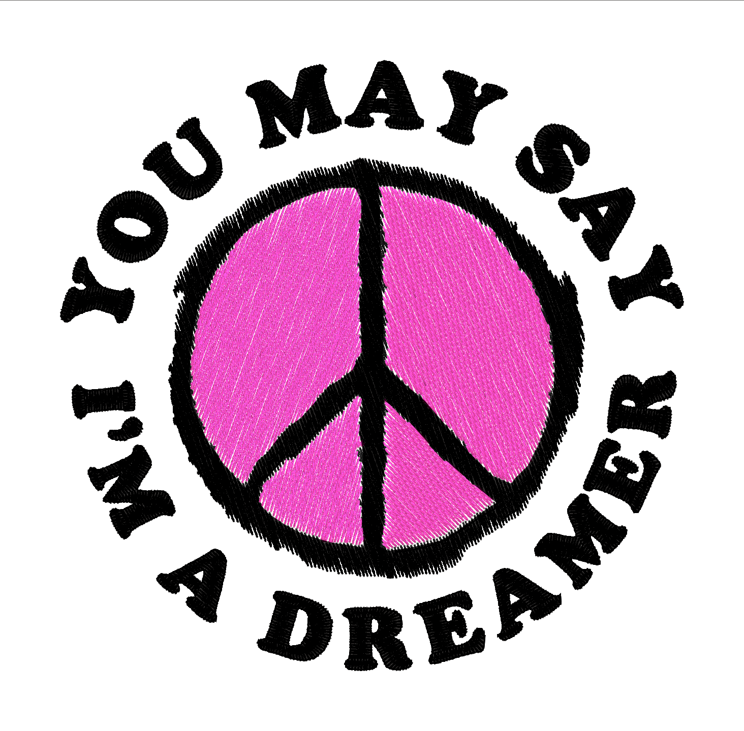 'YOU MAY SAY I'M A DREAMER' peace sign left chest embroidered premium organic unisex vintage aged t-shirt - inspired by John Lennon