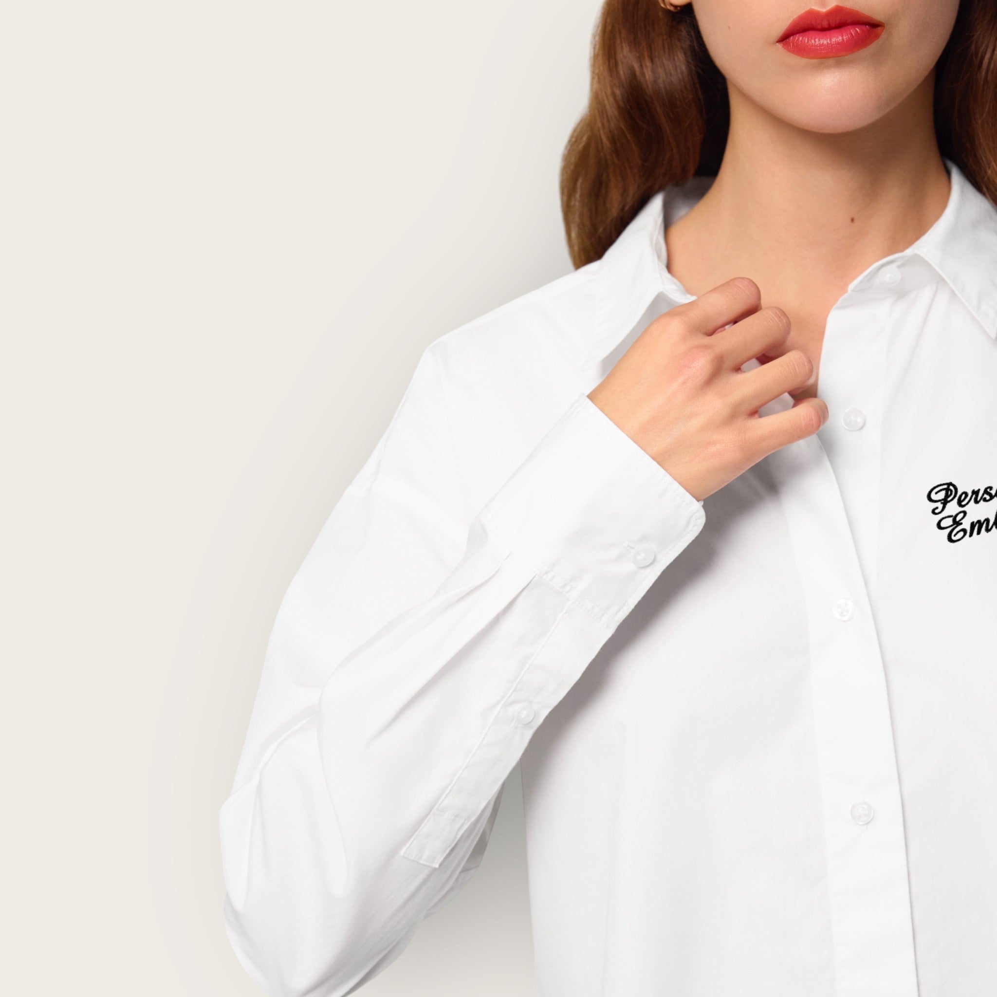 Personalised left chest embroidered women's relaxed fit organic cotton 'Styler' shirt - choose your own font & thread colour