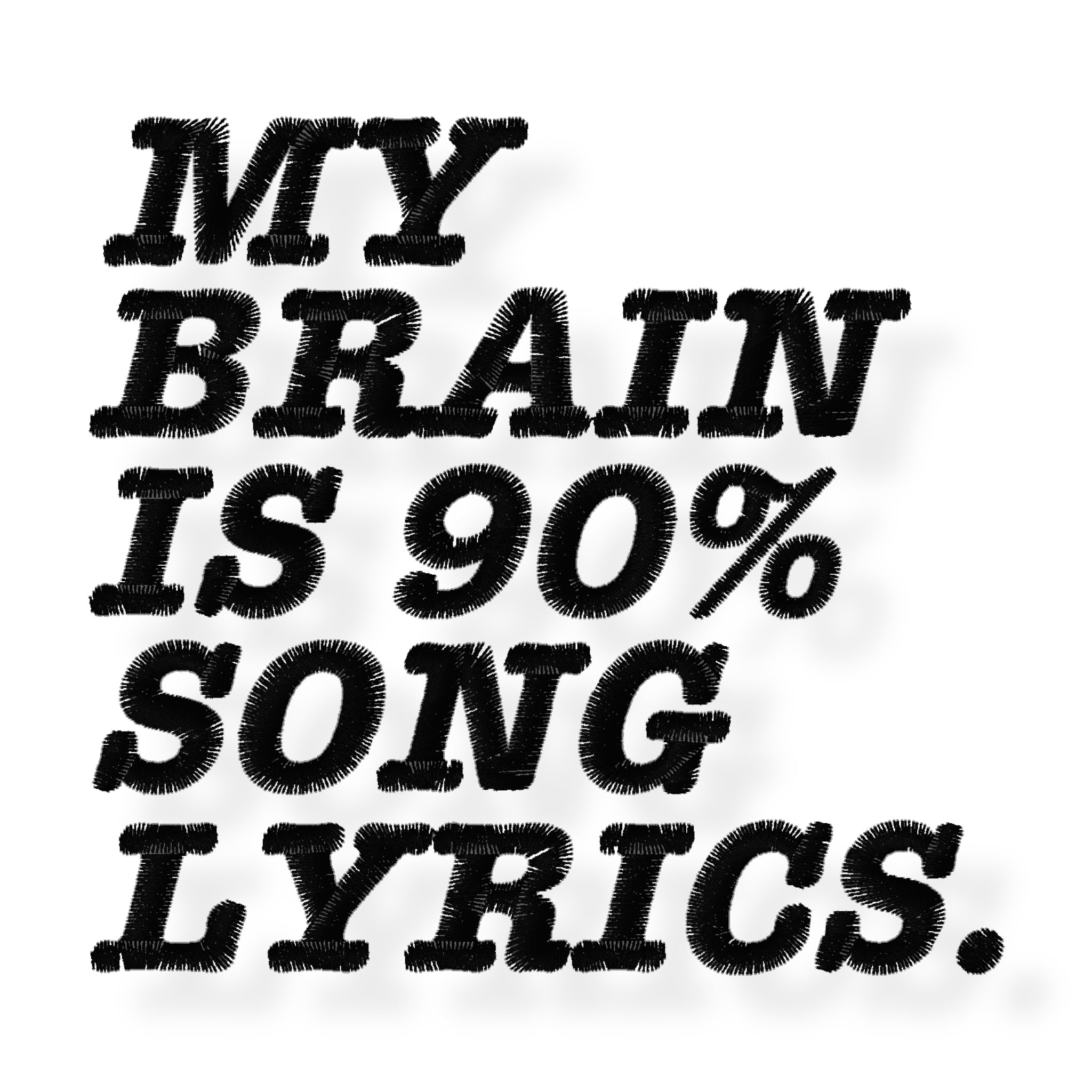 'MY BRAIN IS 90% SONG LYRICS' men's left chest embroidered premium organic classic crew neck 'Rocker' t-shirt