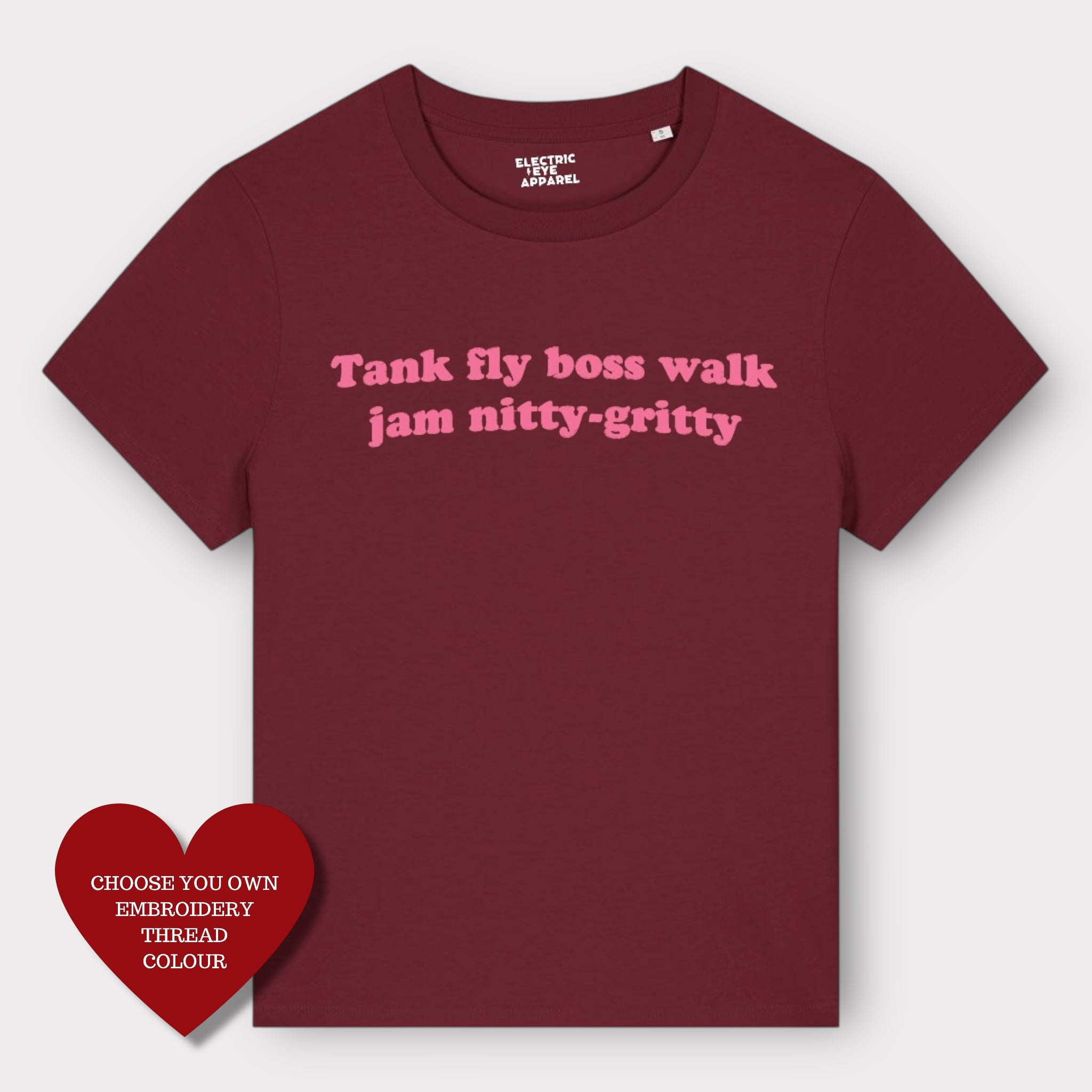 'TANK FLY BOSS WALK JAM NITTY-GRITTY' embroidered organic women's 'muser' t-shirt - inspired by Beats International