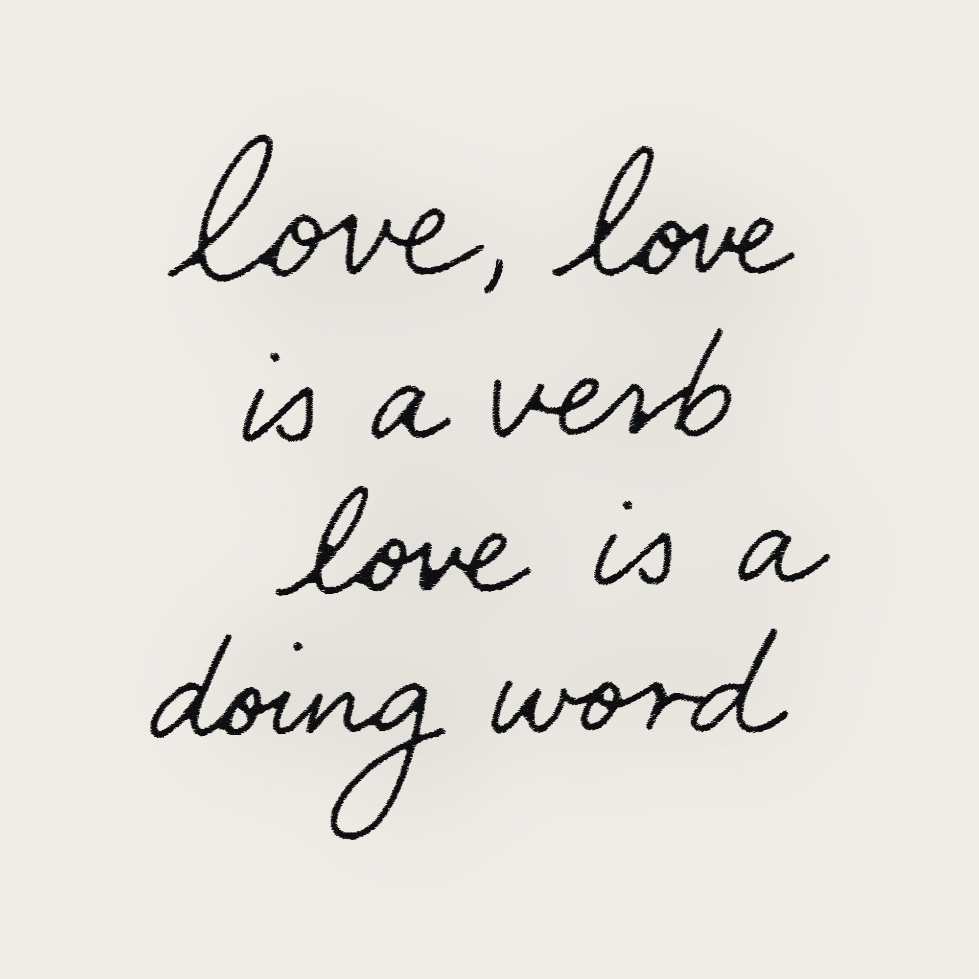 'LOVE, LOVE IS A VERB, LOVE IS A DOING WORD' embroidered premium organic iconic women's 'Muser' t-shirt