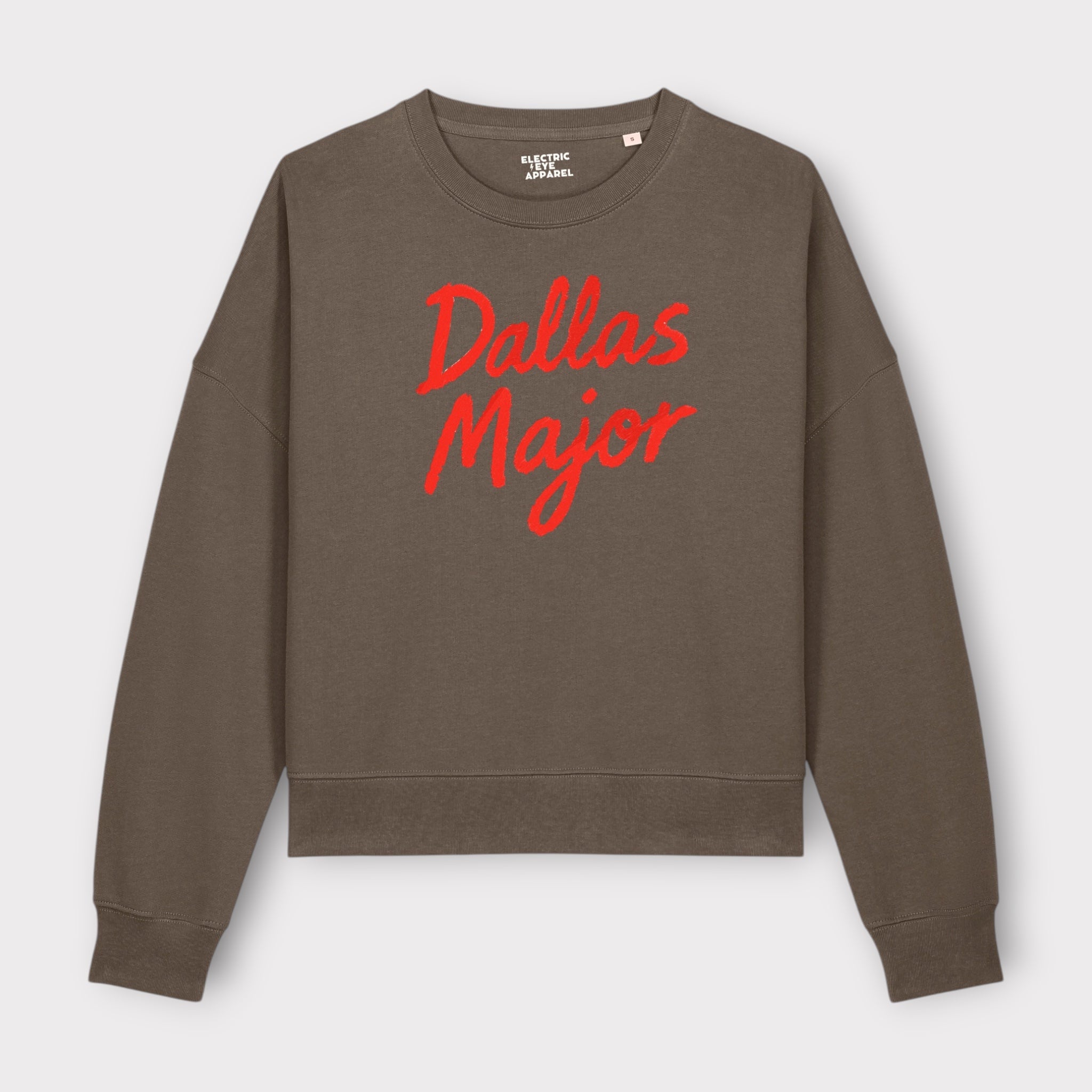 'DALLAS MAJOR' lyric embroidered organic women's dropped shoulder 'alma' sweatshirt