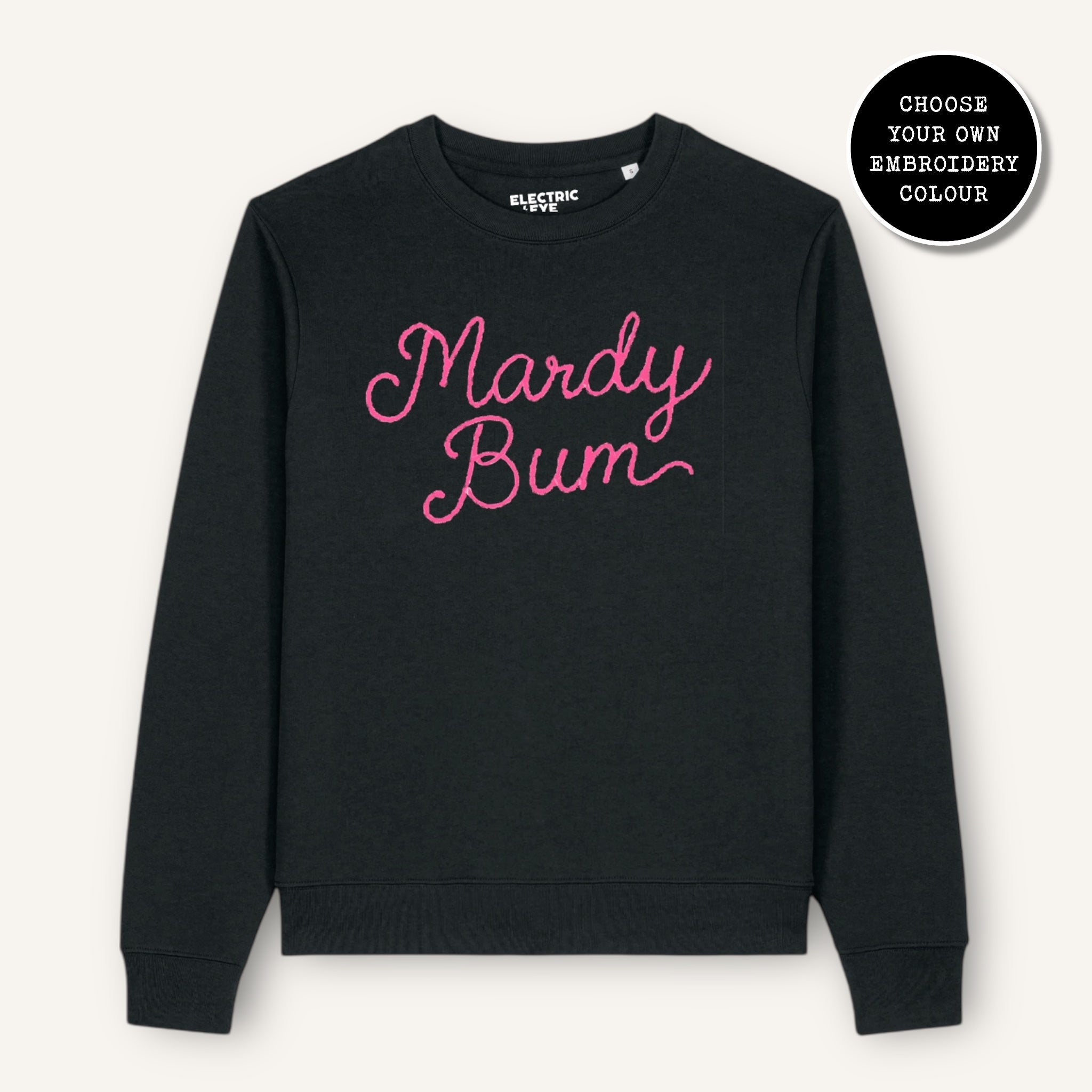 'MARDY BUM' embroidered organic cotton women's 'Thinker' sweatshirt - extended sizing XS-6XL