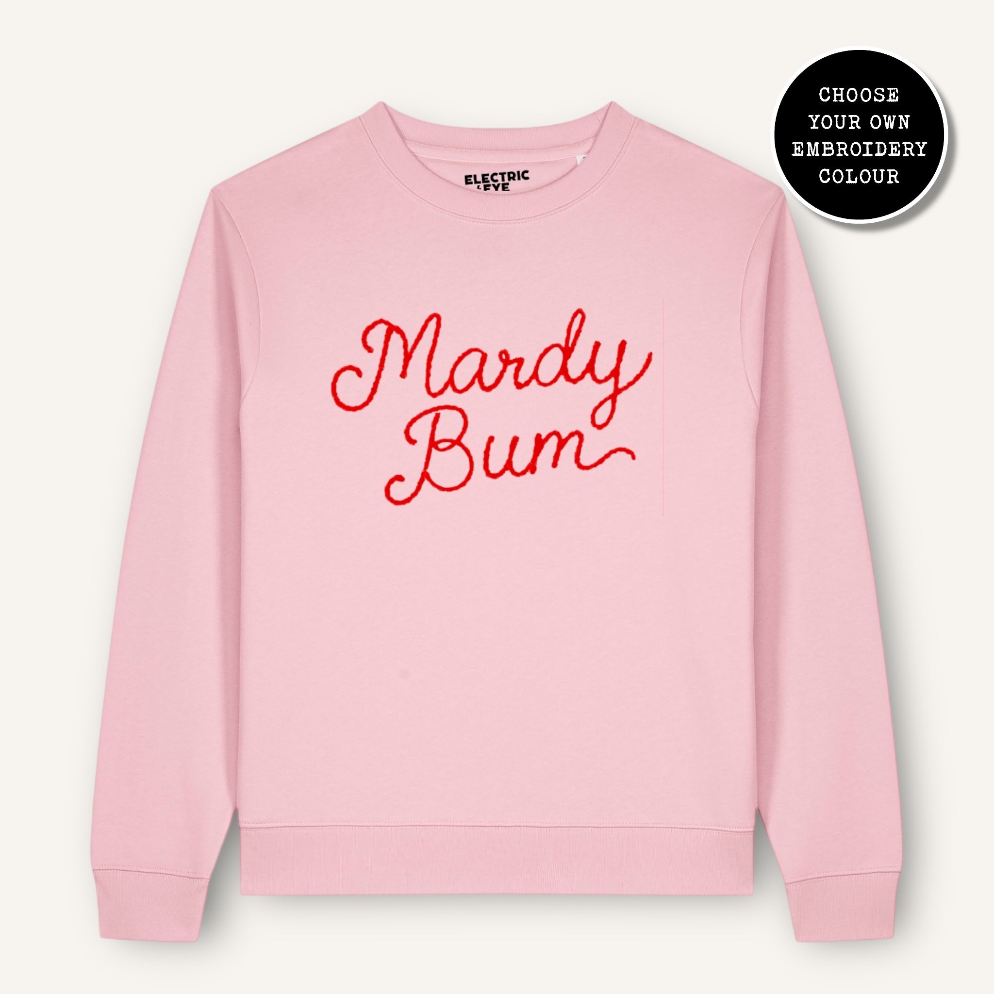 'MARDY BUM' embroidered organic cotton women's 'Thinker' sweatshirt - extended sizing XS-6XL