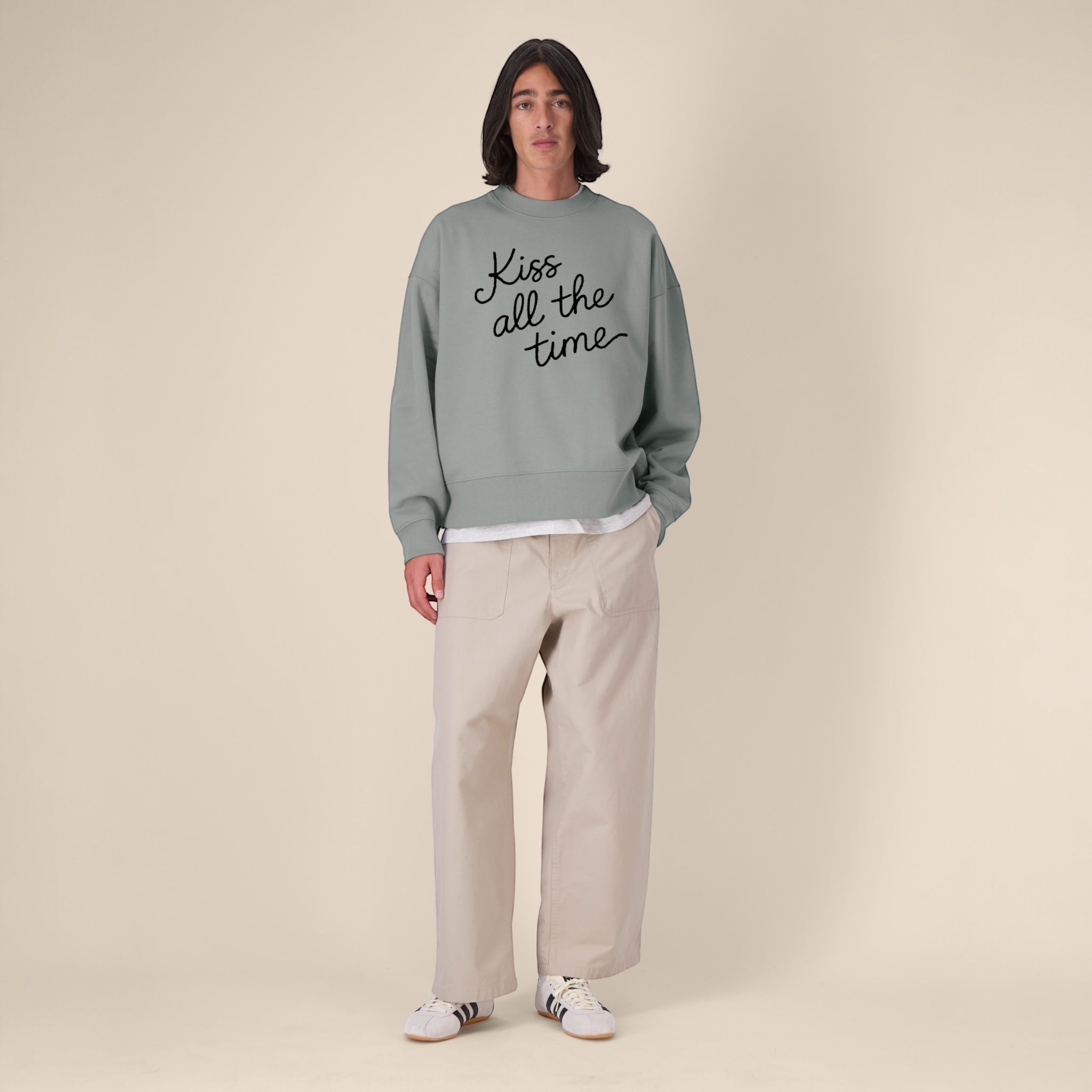 Men's 'KISS ALL THE TIME' embroidered organic cotton 'Ryler' sweatshirt