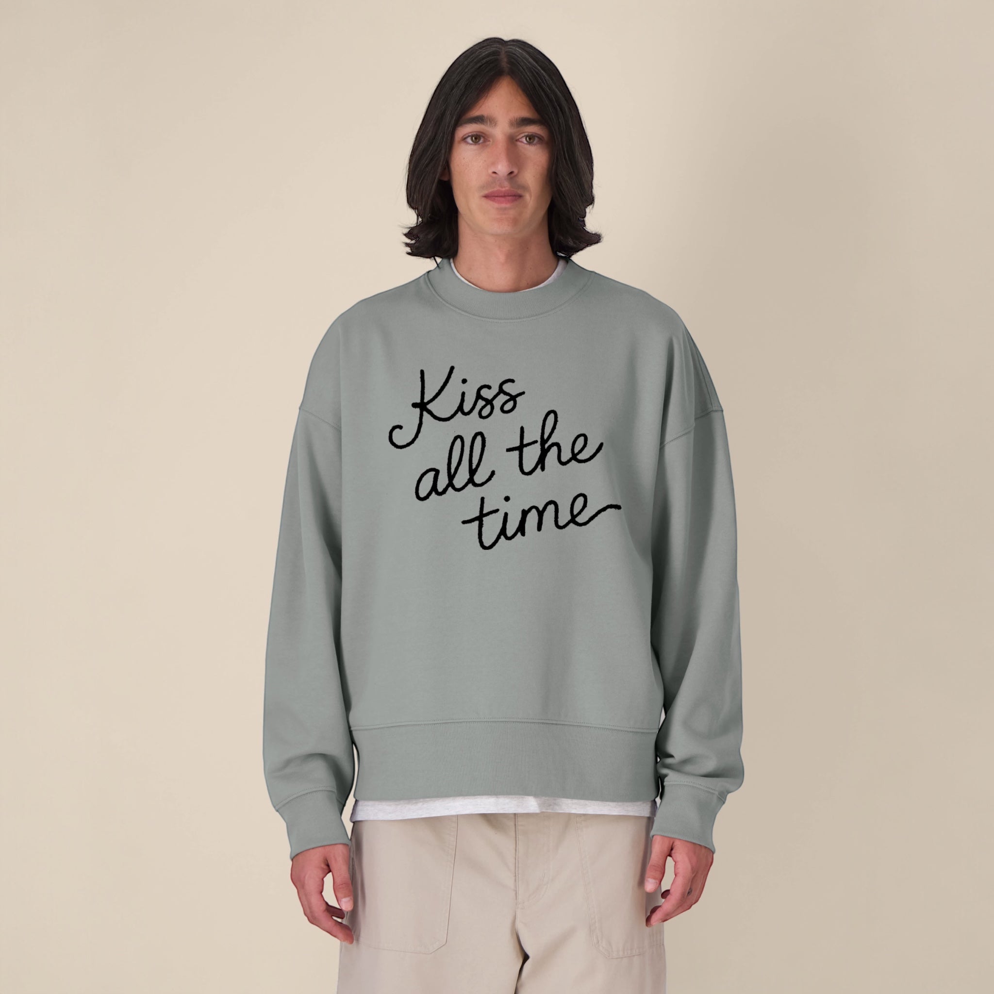 Men's 'KISS ALL THE TIME' embroidered organic cotton 'Ryler' sweatshirt