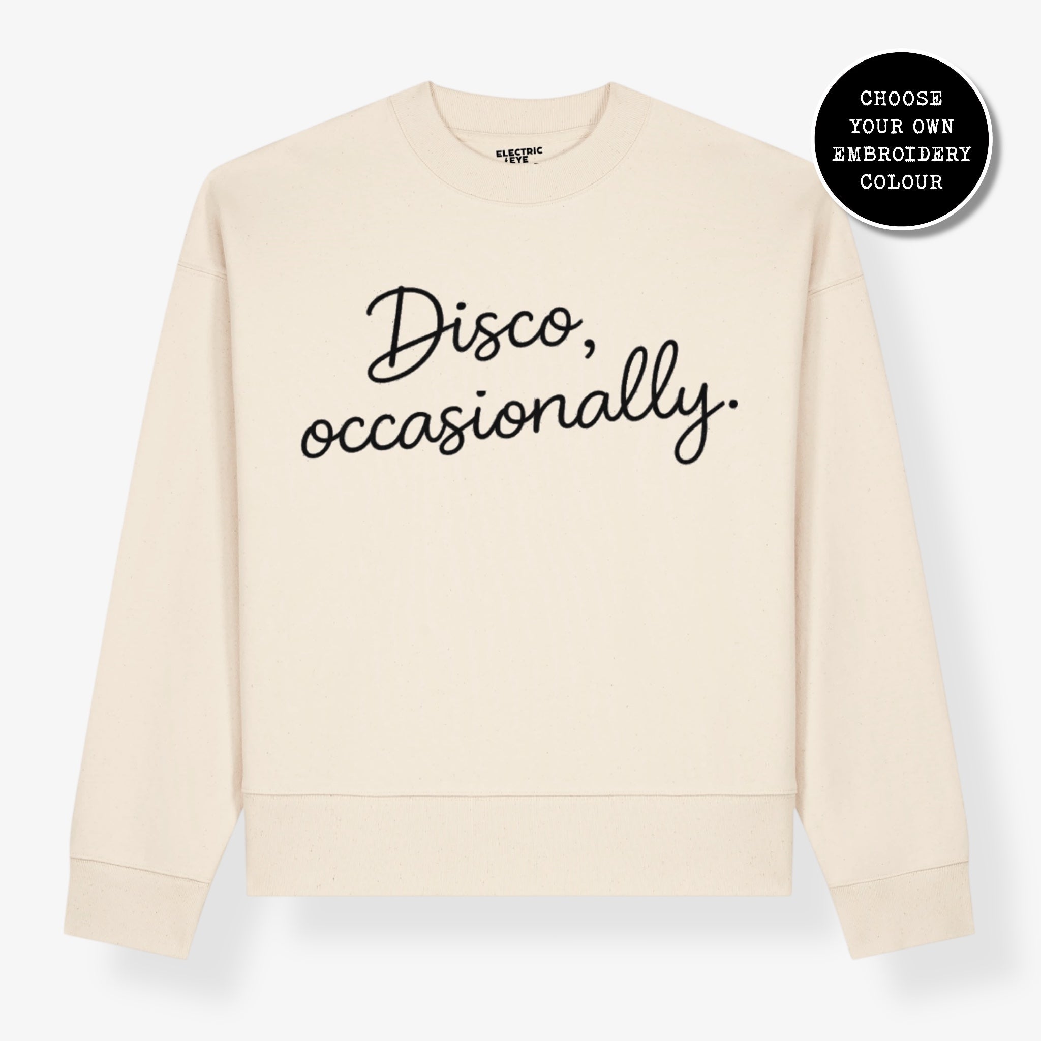 Men's 'DISCO, OCCASIONALLY' embroidered organic cotton 'Ryler' sweatshirt
