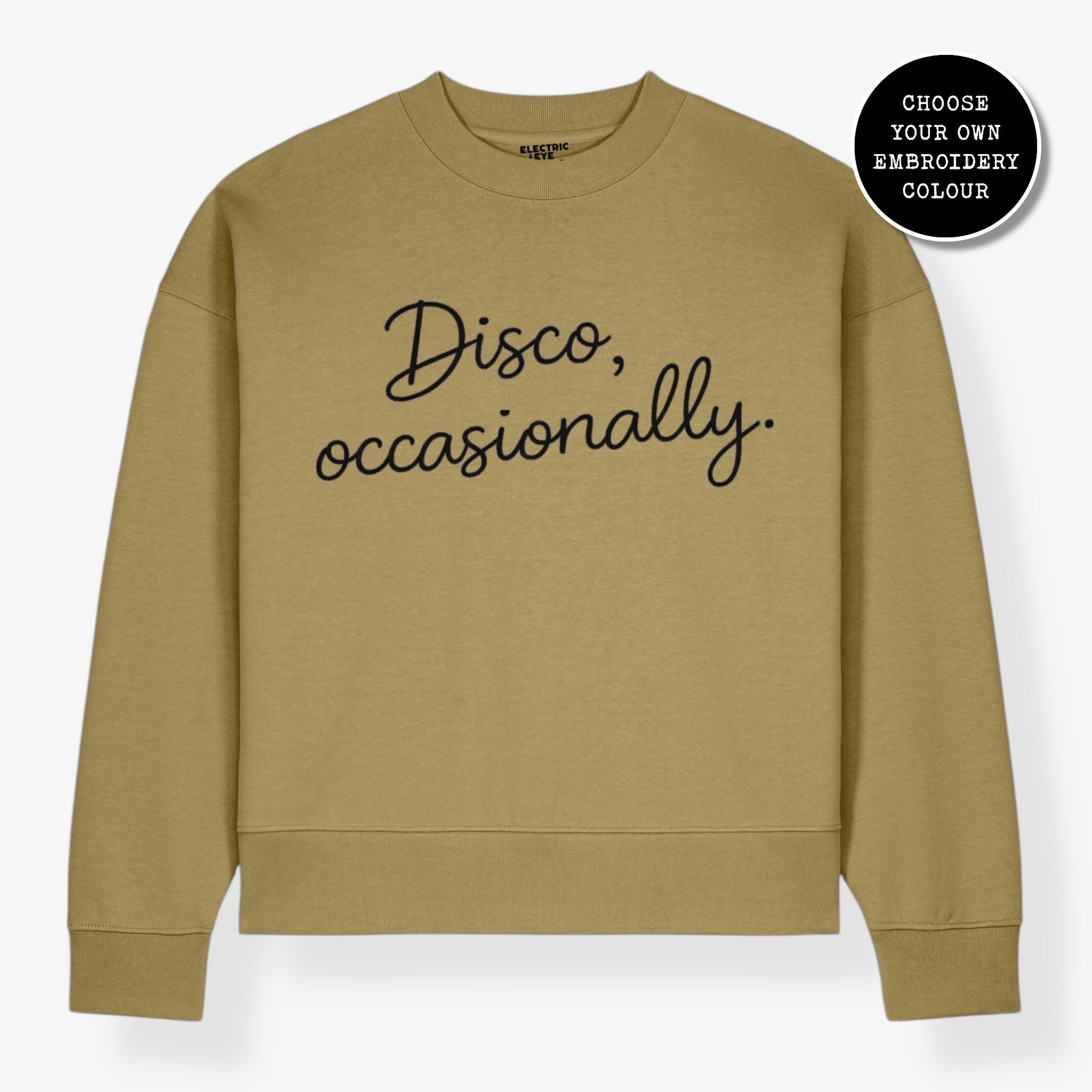 Men's 'DISCO, OCCASIONALLY' embroidered organic cotton 'Ryler' sweatshirt