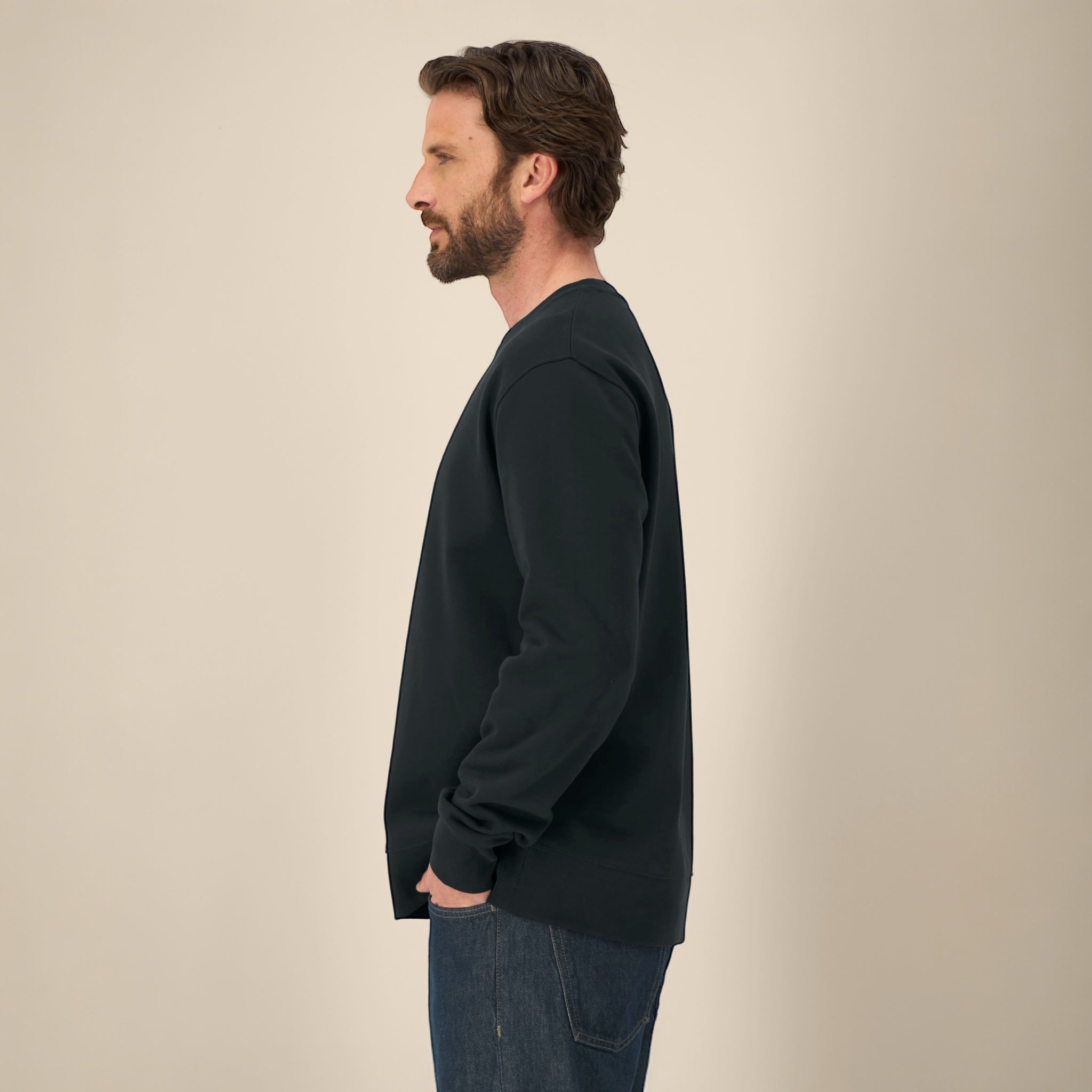 Unisex 'KISS ALL THE TIME. DISCO, OCCASIONALLY' embroidered organic cotton 'Thinker' sweatshirt - extended sizing XXS-6XL