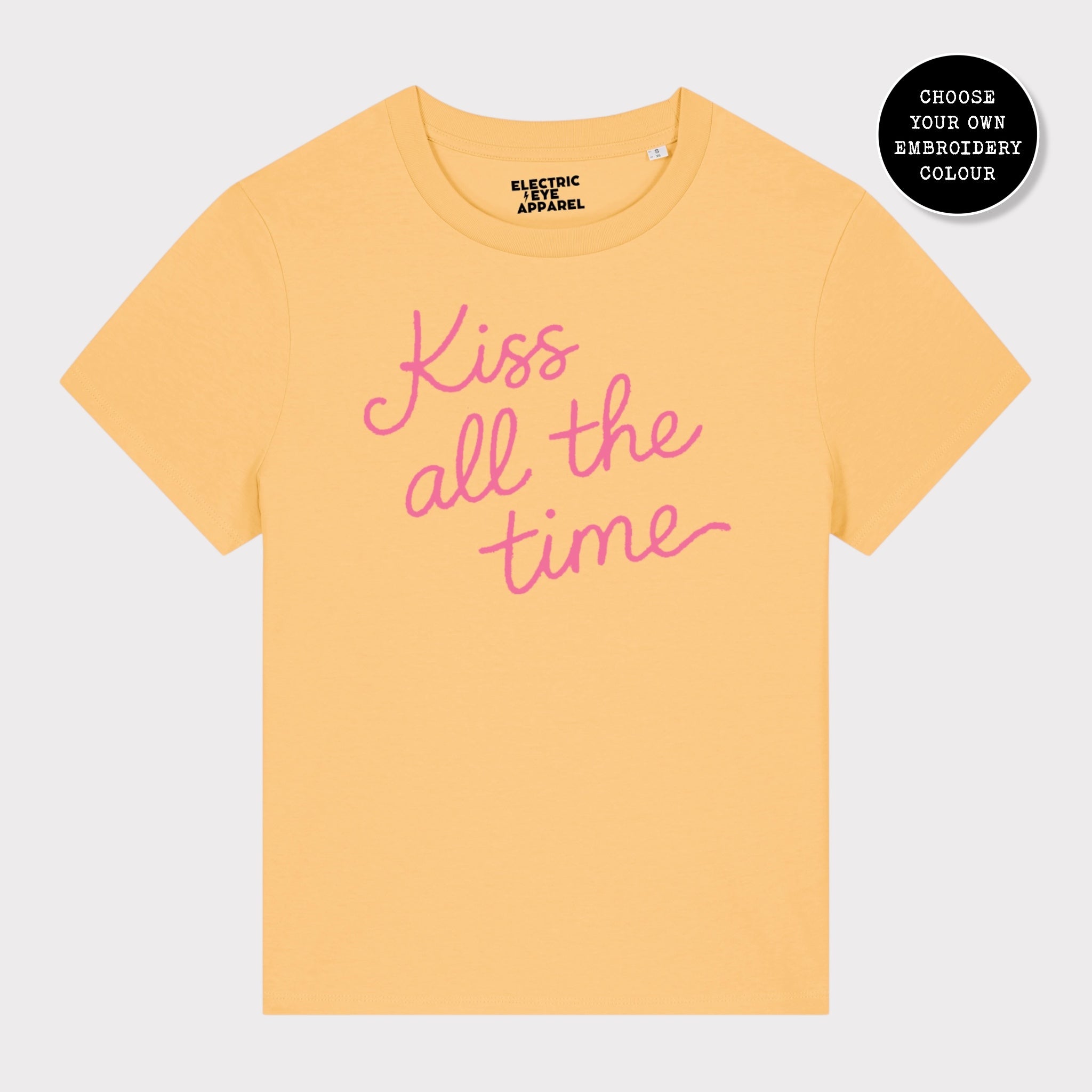 'KISS ALL THE TIME' embroidered premium organic women's classic fit 'Muser' t-shirt