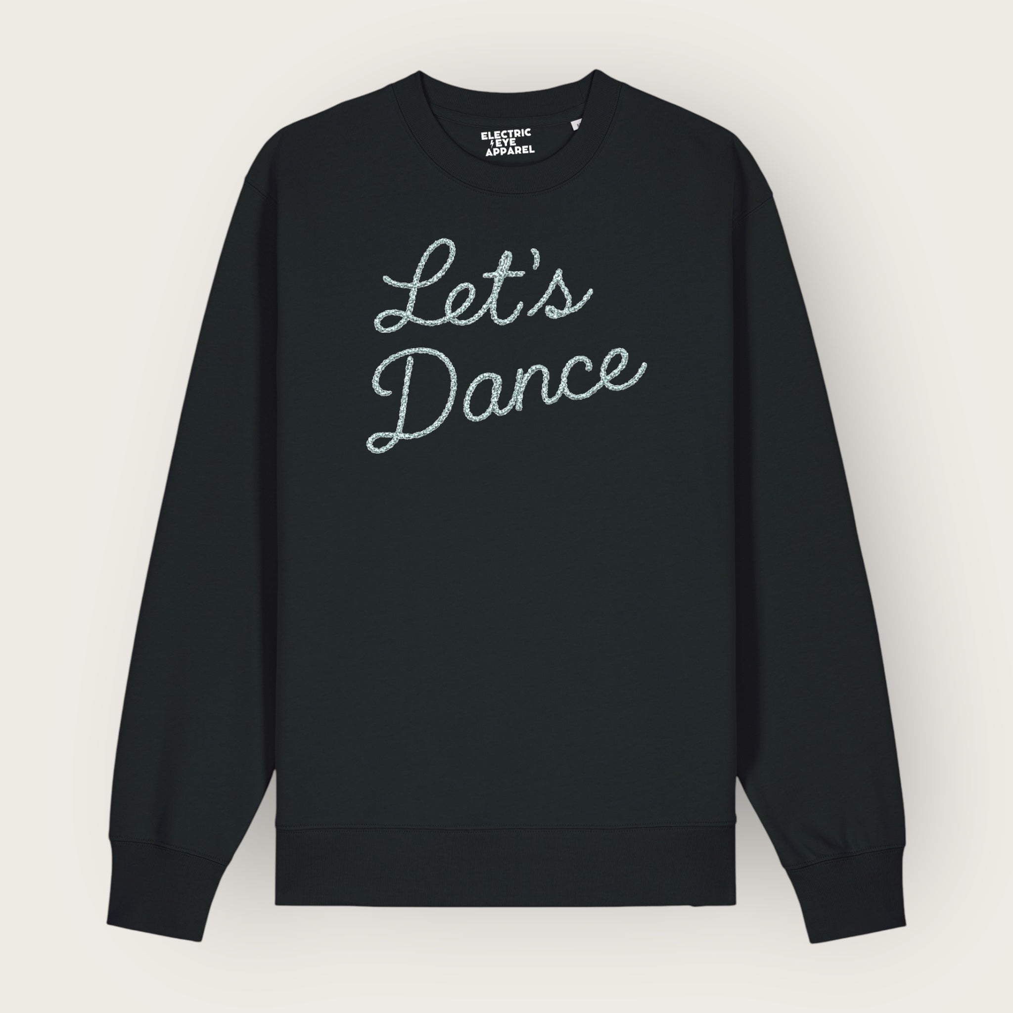 Unisex 'LET'S DANCE' embroidered organic cotton 'Thinker' sweatshirt - extended sizing XXS-5XL