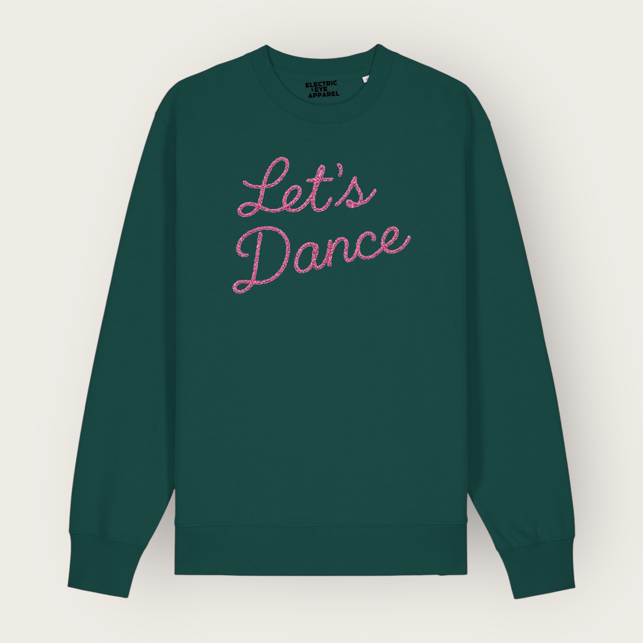 Unisex 'LET'S DANCE' embroidered organic cotton 'Thinker' sweatshirt - extended sizing XXS-5XL