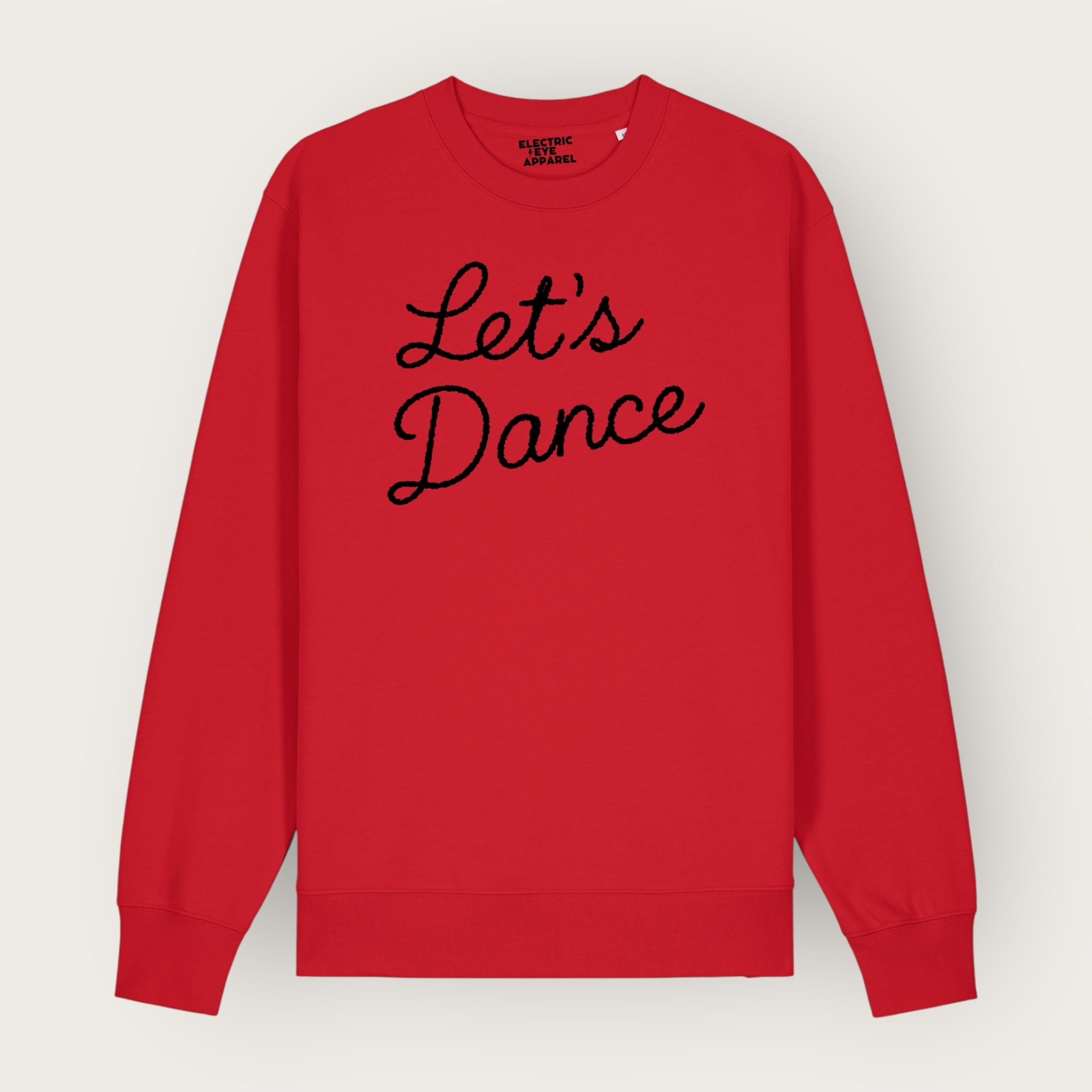 Unisex 'LET'S DANCE' embroidered organic cotton 'Thinker' sweatshirt - extended sizing XXS-5XL