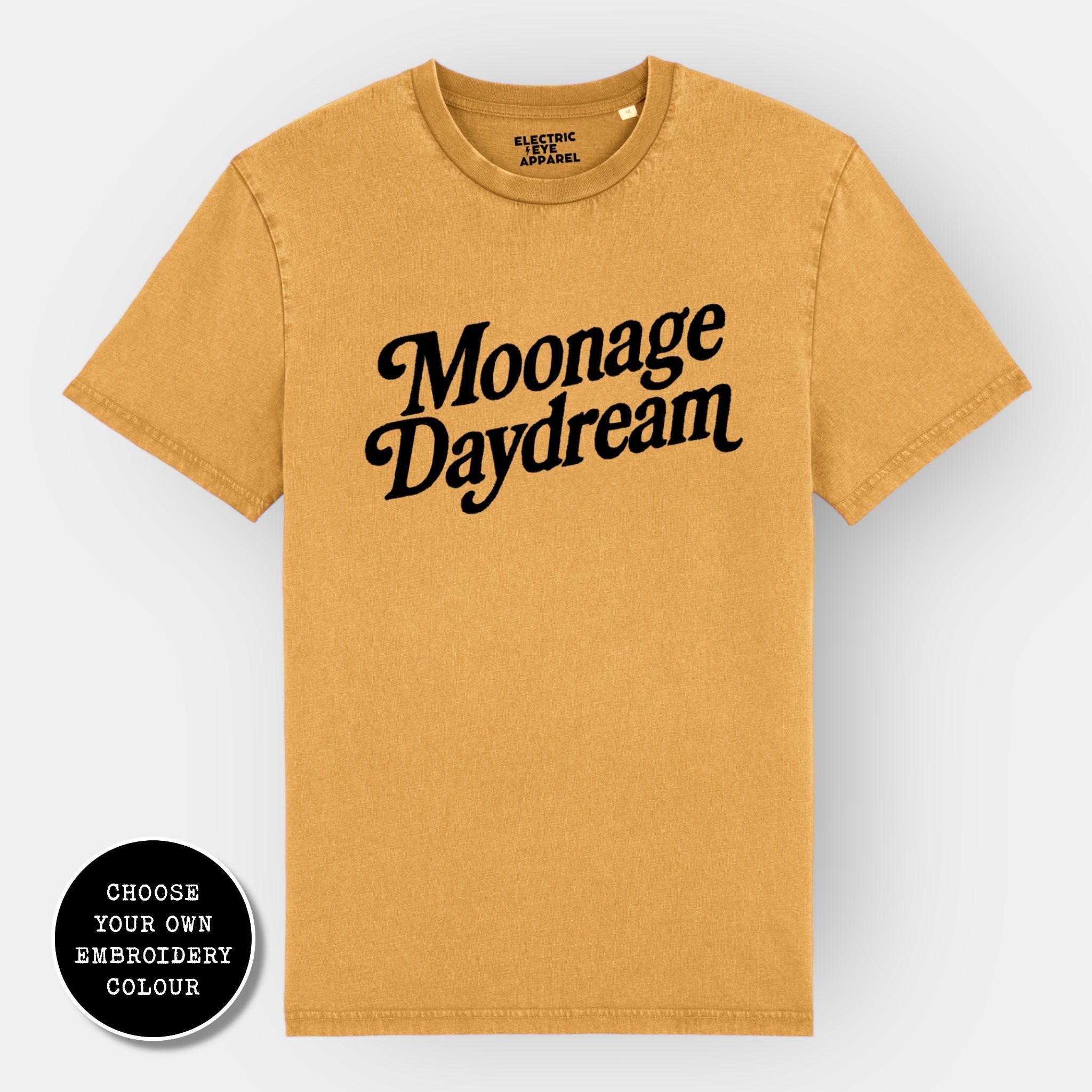 'MOONAGE DAYDREAM' embroidered premium organic unisex 'Crafter' t-shirt - sizes XXS-5XL