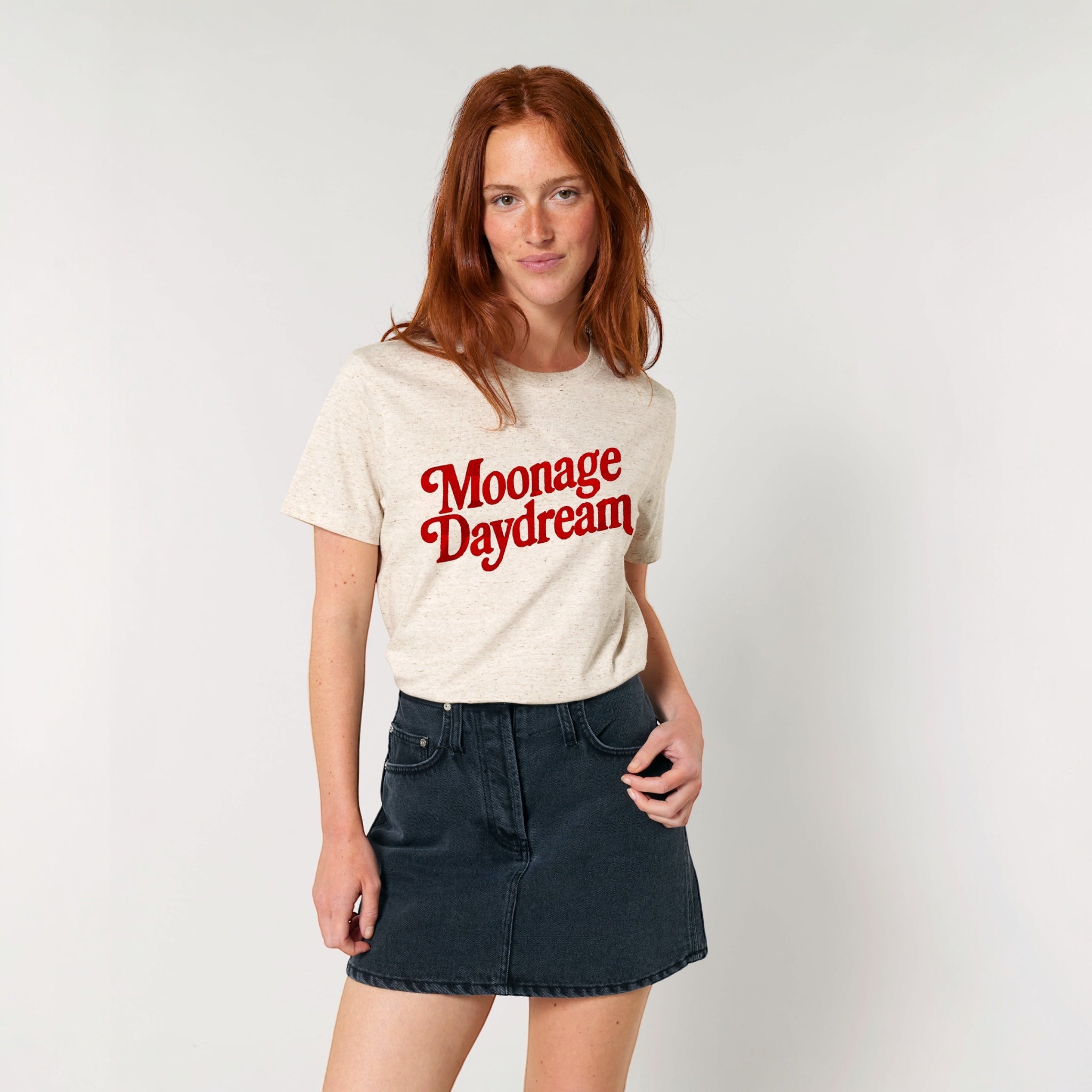 'MOONAGE DAYDREAM' embroidered premium organic unisex 'Crafter' t-shirt - sizes XXS-5XL