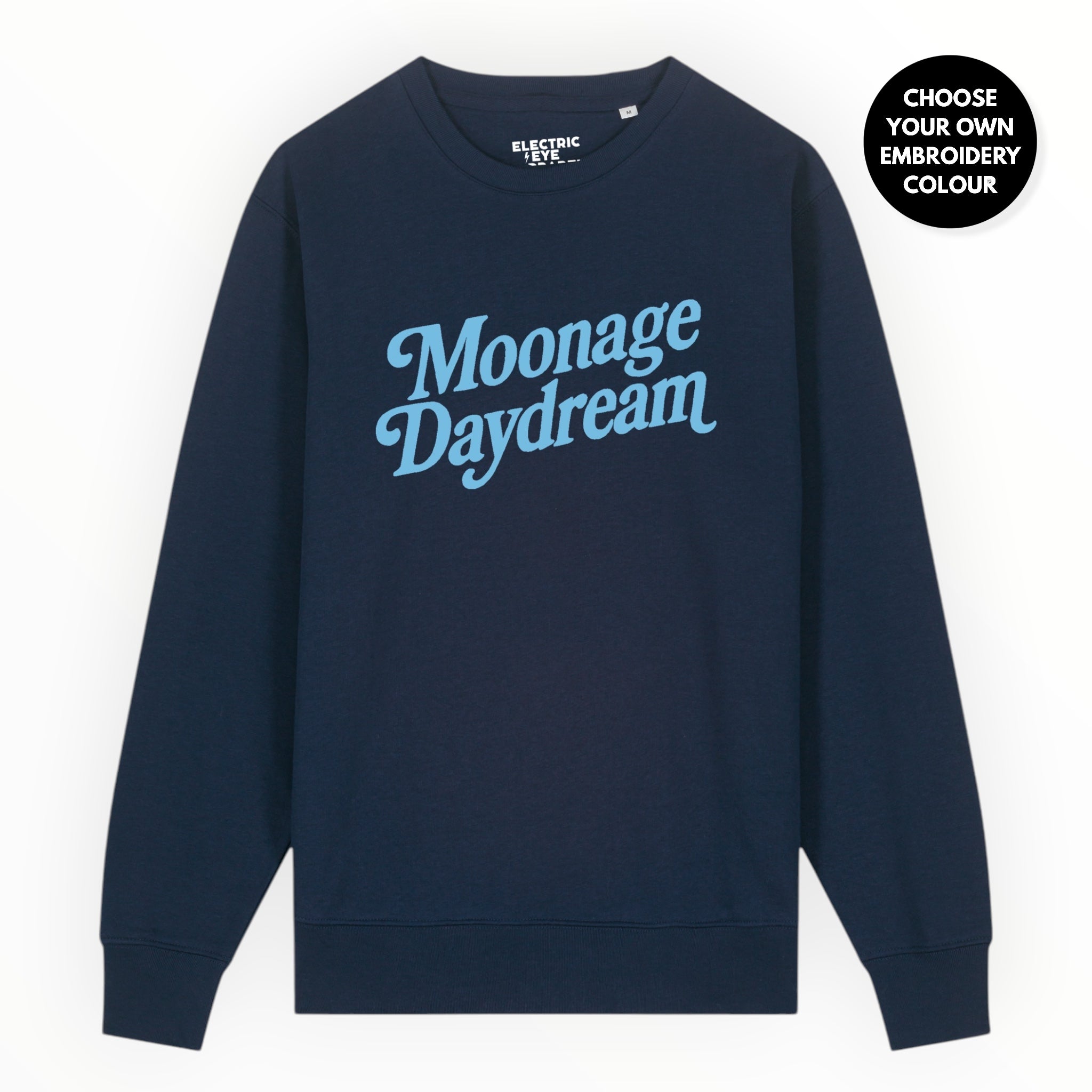 'MOONAGE DAYDREAM' embroidered organic unisex 'matcher' vintage aged sweatshirt